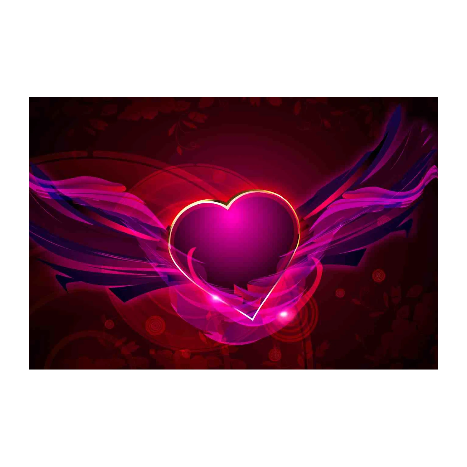 Winged Heart Magenta Glow Wall Art