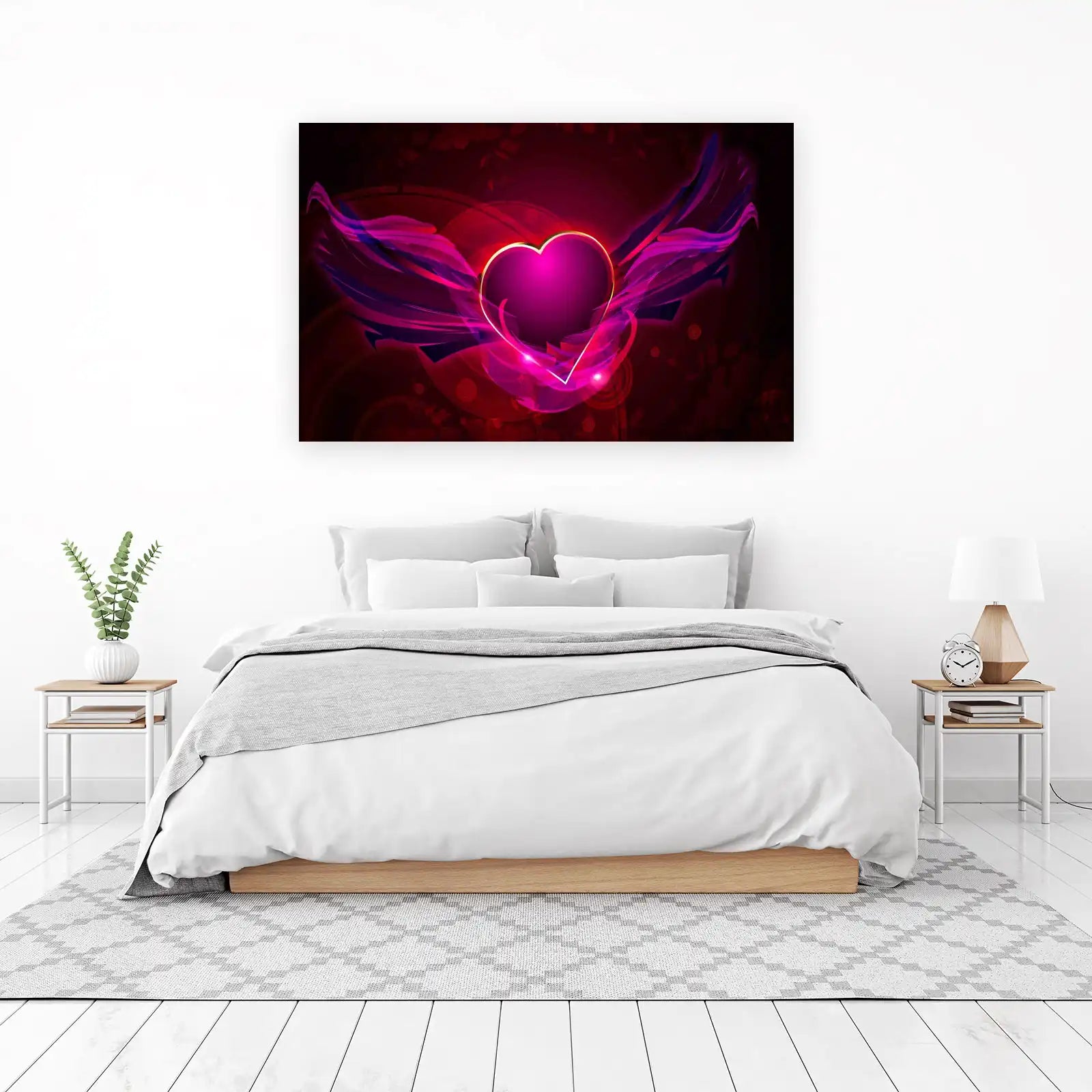 Winged Heart Magenta Glow Wall Art