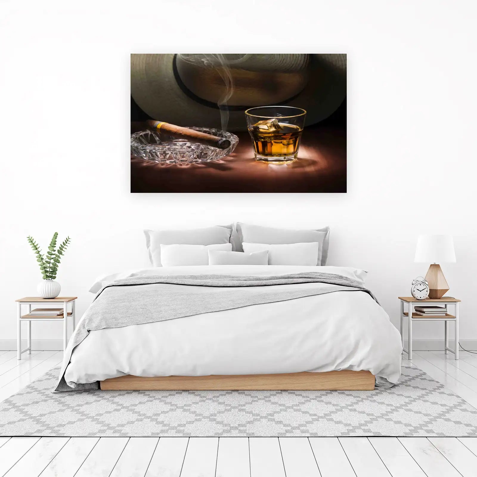 Sophisticated Cigar & Whiskey Sunset Wall Art