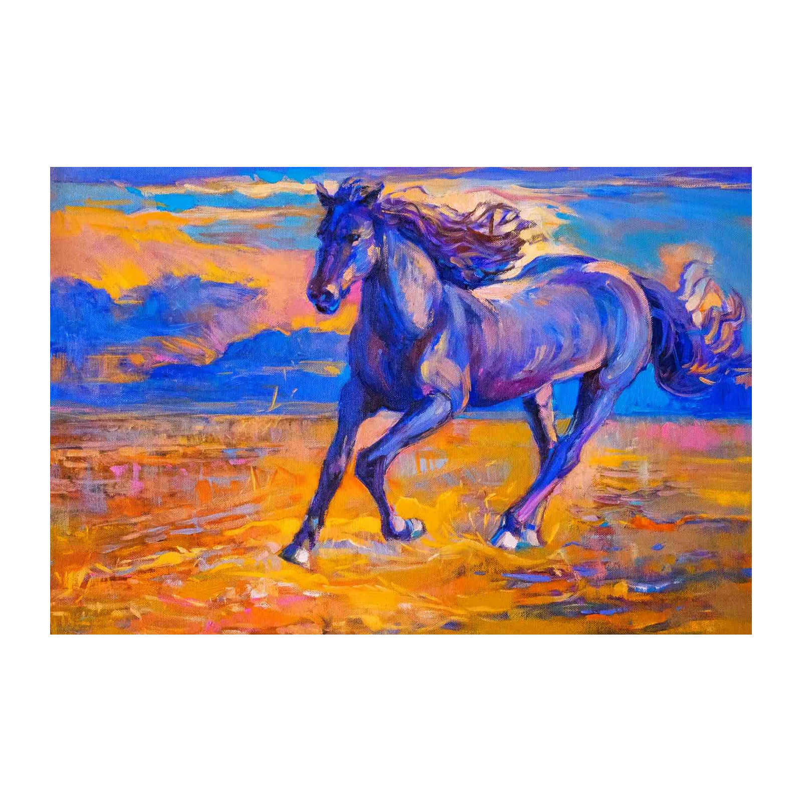 Majestic Blue Horse Running Wall Art