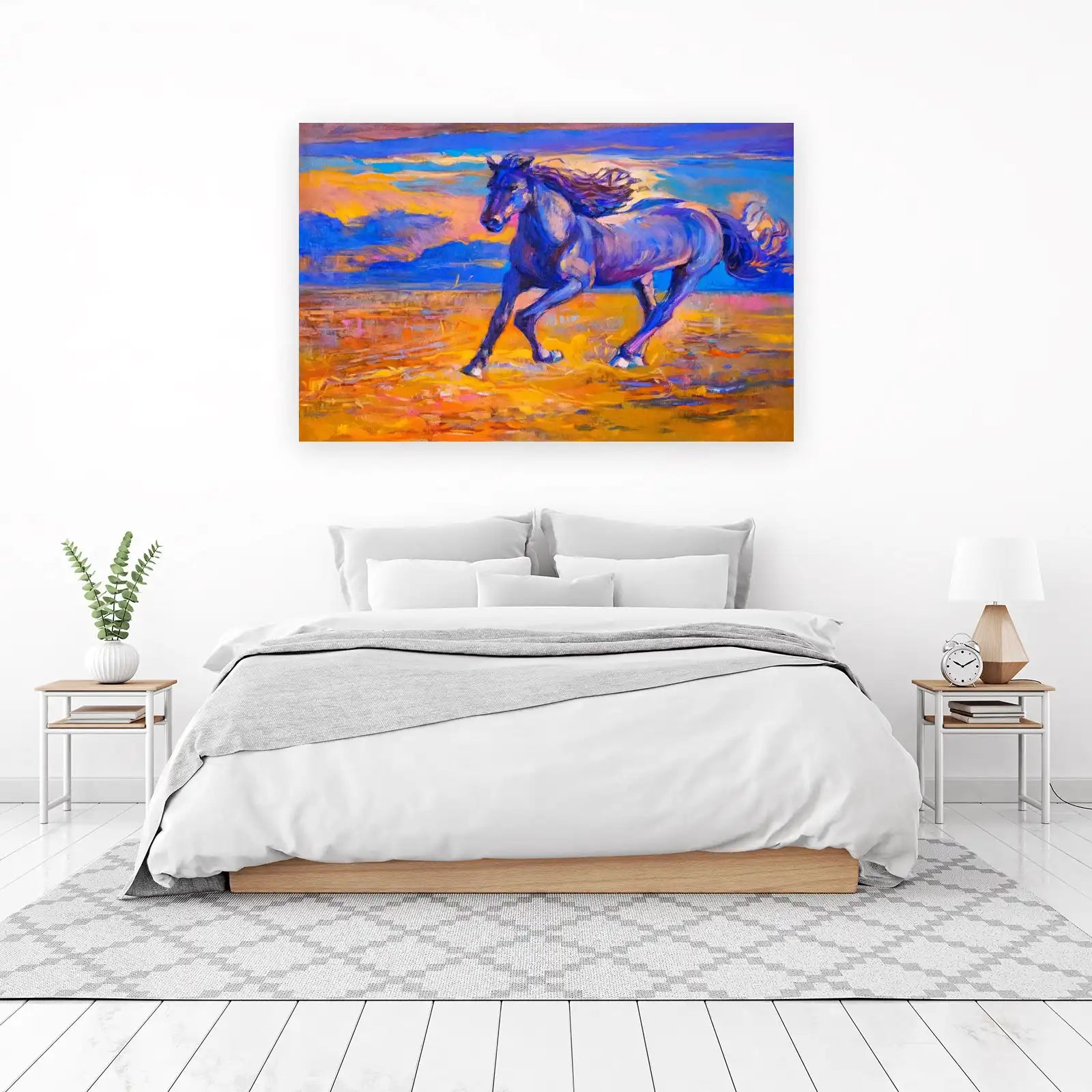Majestic Blue Horse Running Wall Art