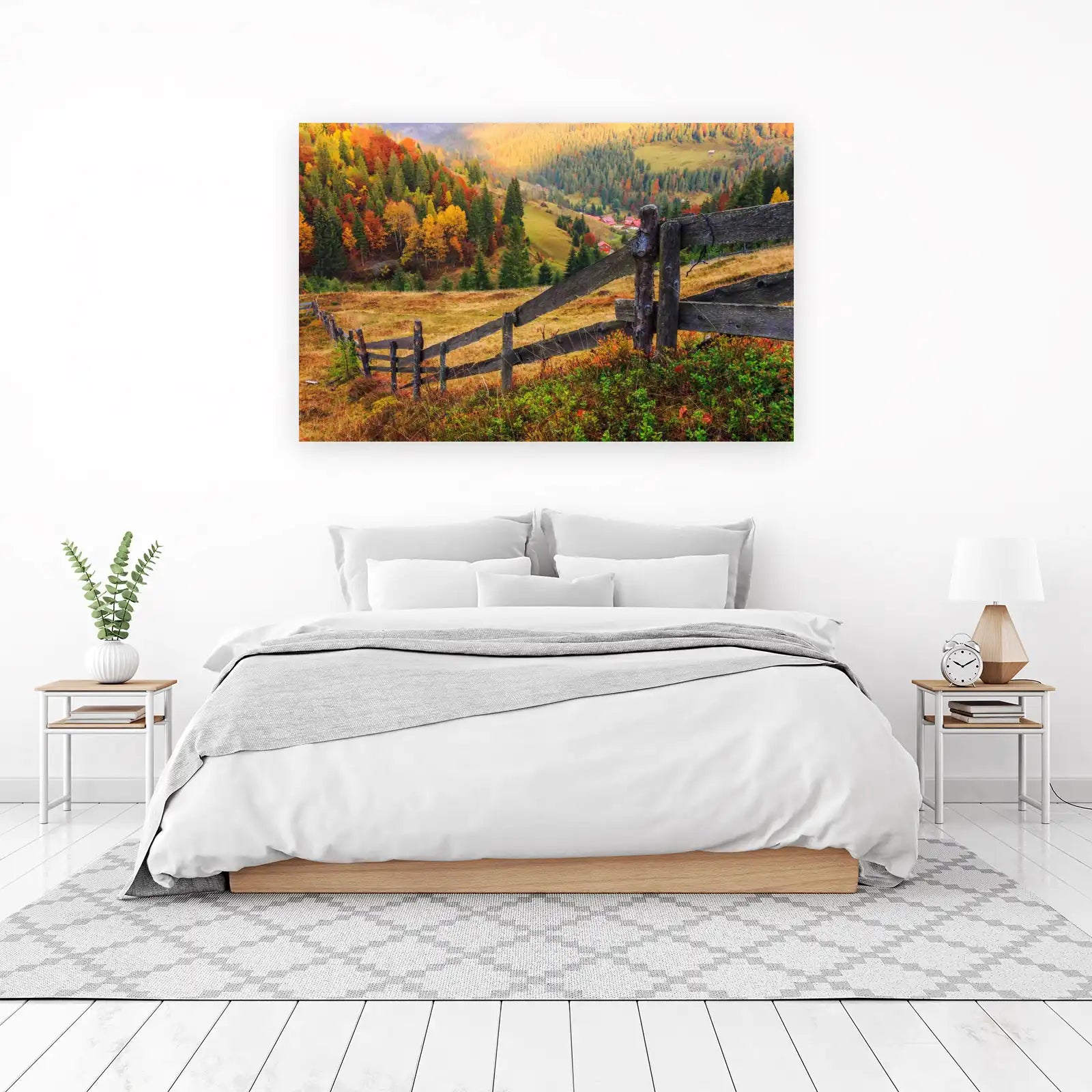 Autumn Mountain Scenery Fence Wall Art
