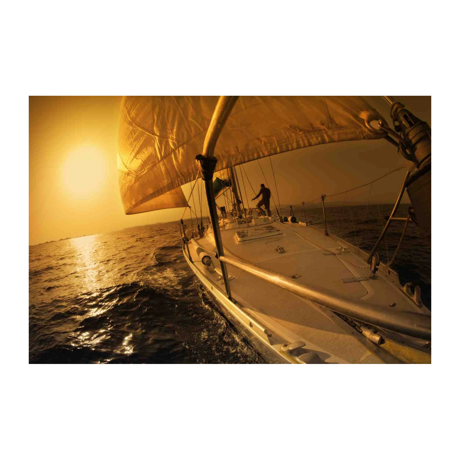 Golden Sailboat Adventure Wall Art