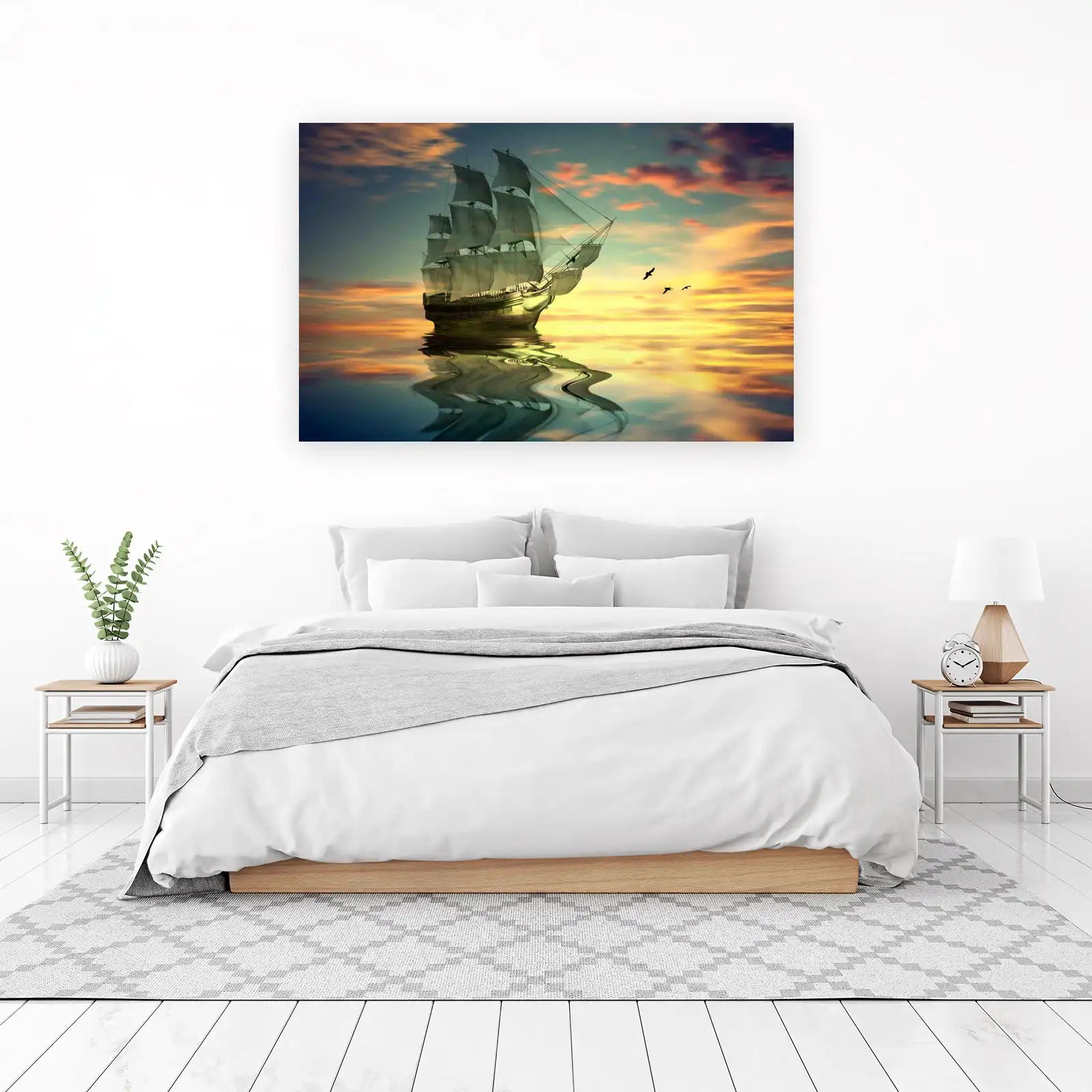Majestic Tall Ship Sunset Wall Art