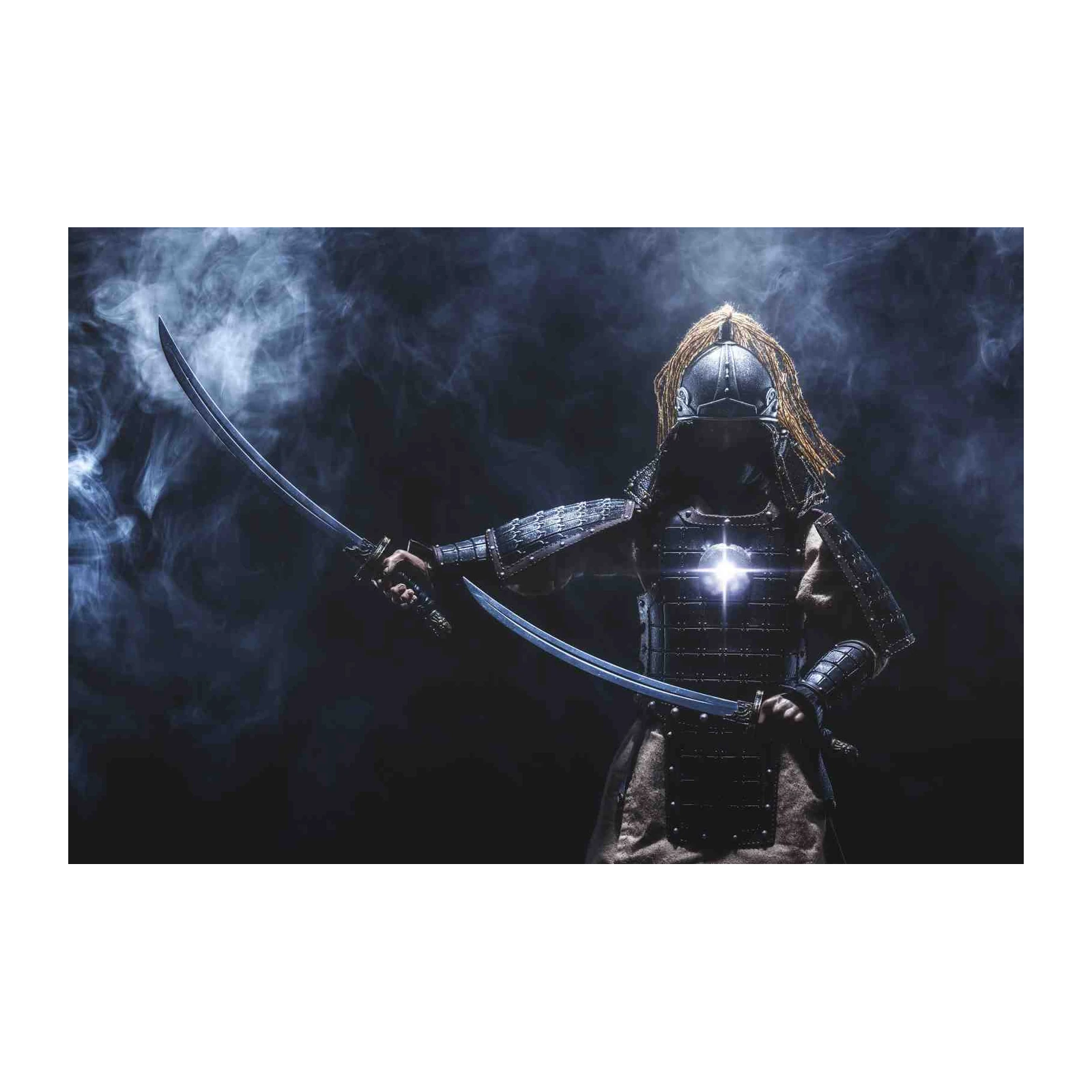 Samurai Warrior with Swords Wall Art