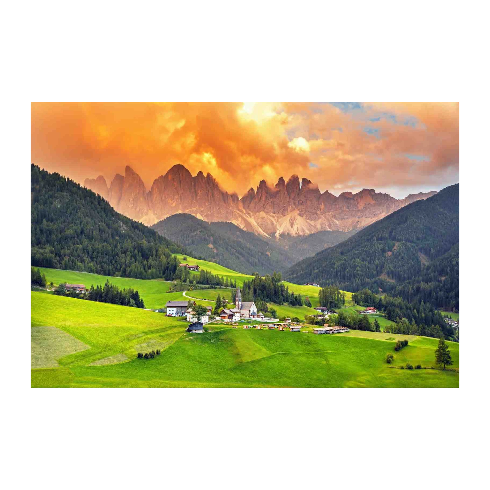 Idyllic Alpine Village Landscape Wall Art