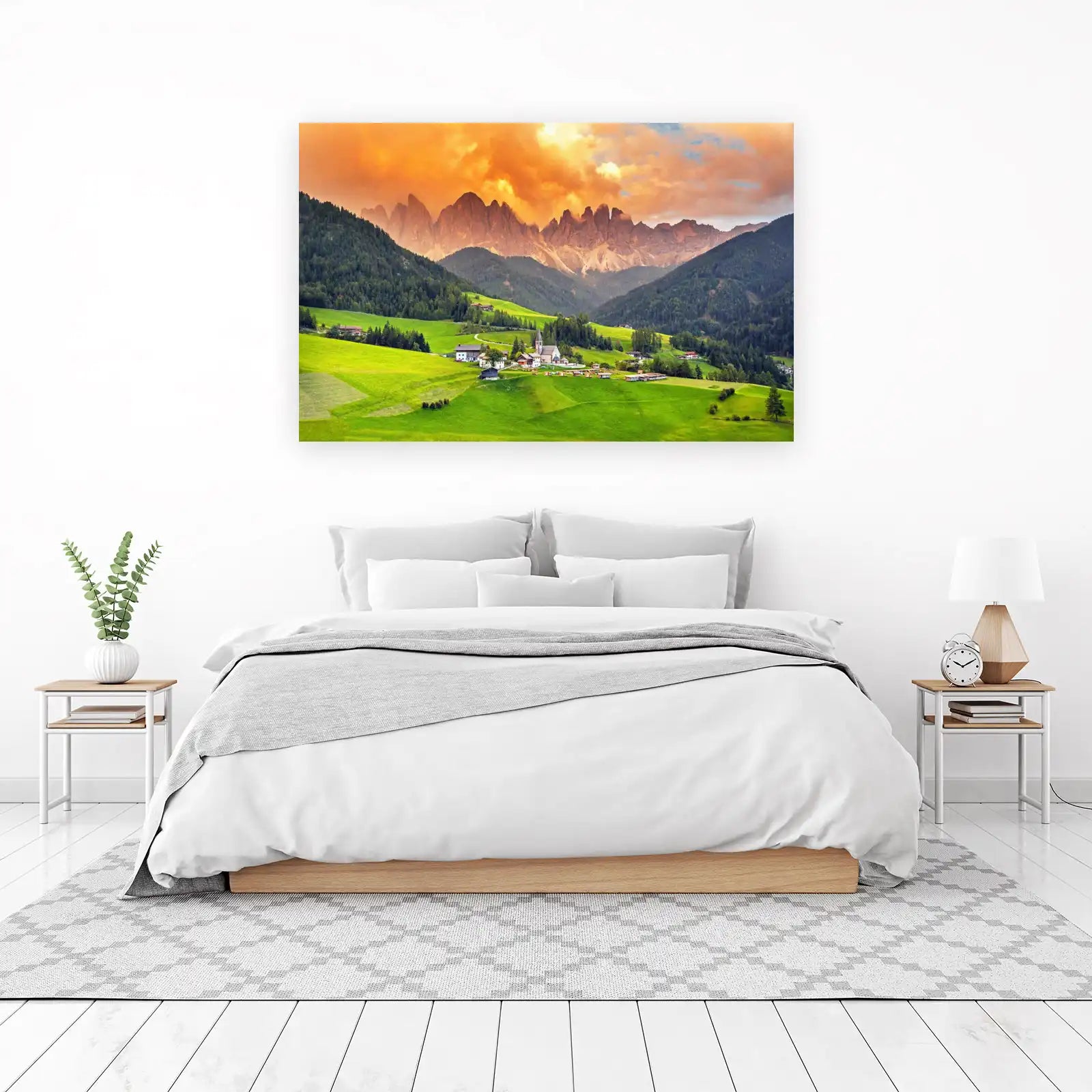 Idyllic Alpine Village Landscape Wall Art
