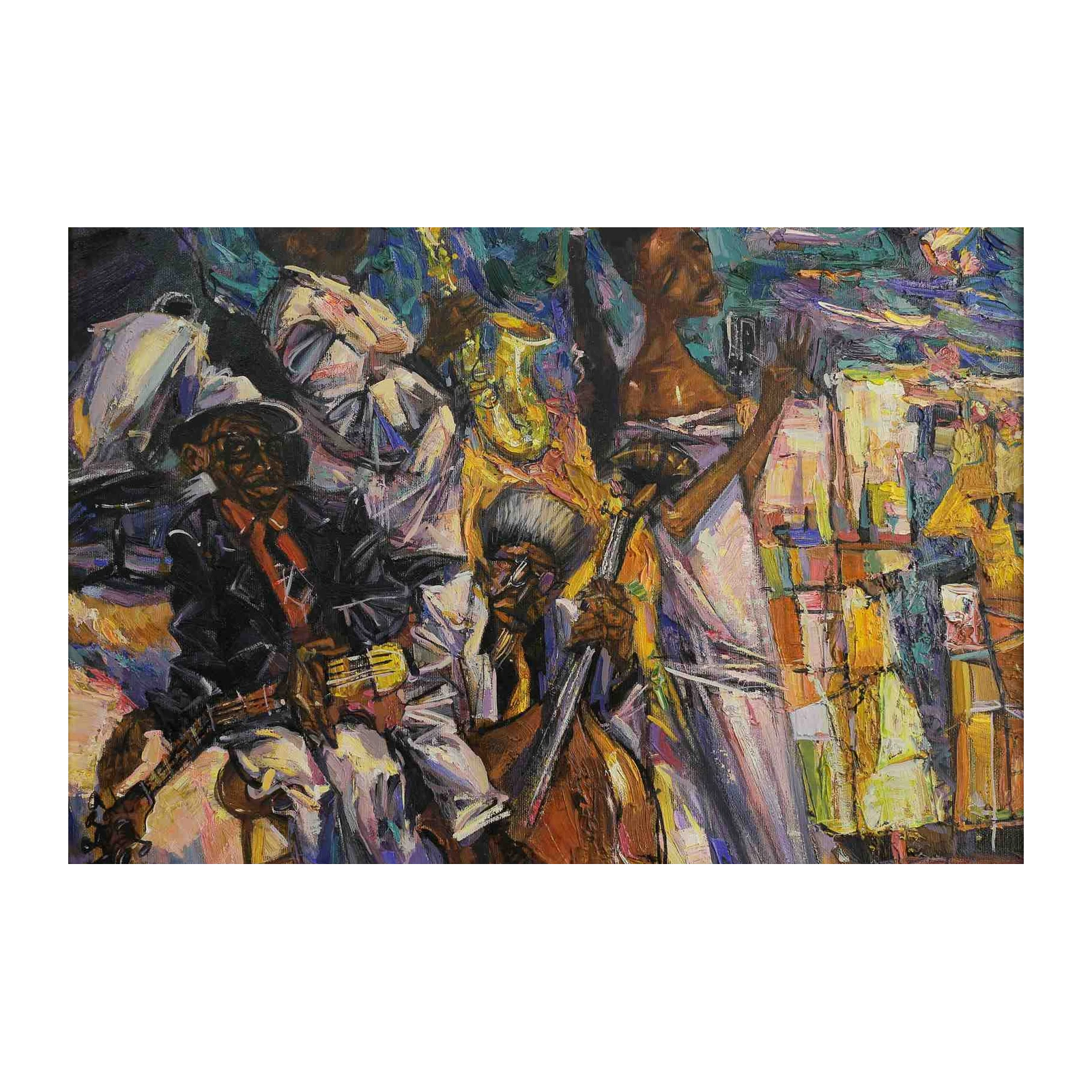 Vibrant Jazz Band Wall Art - Soulful Music Art