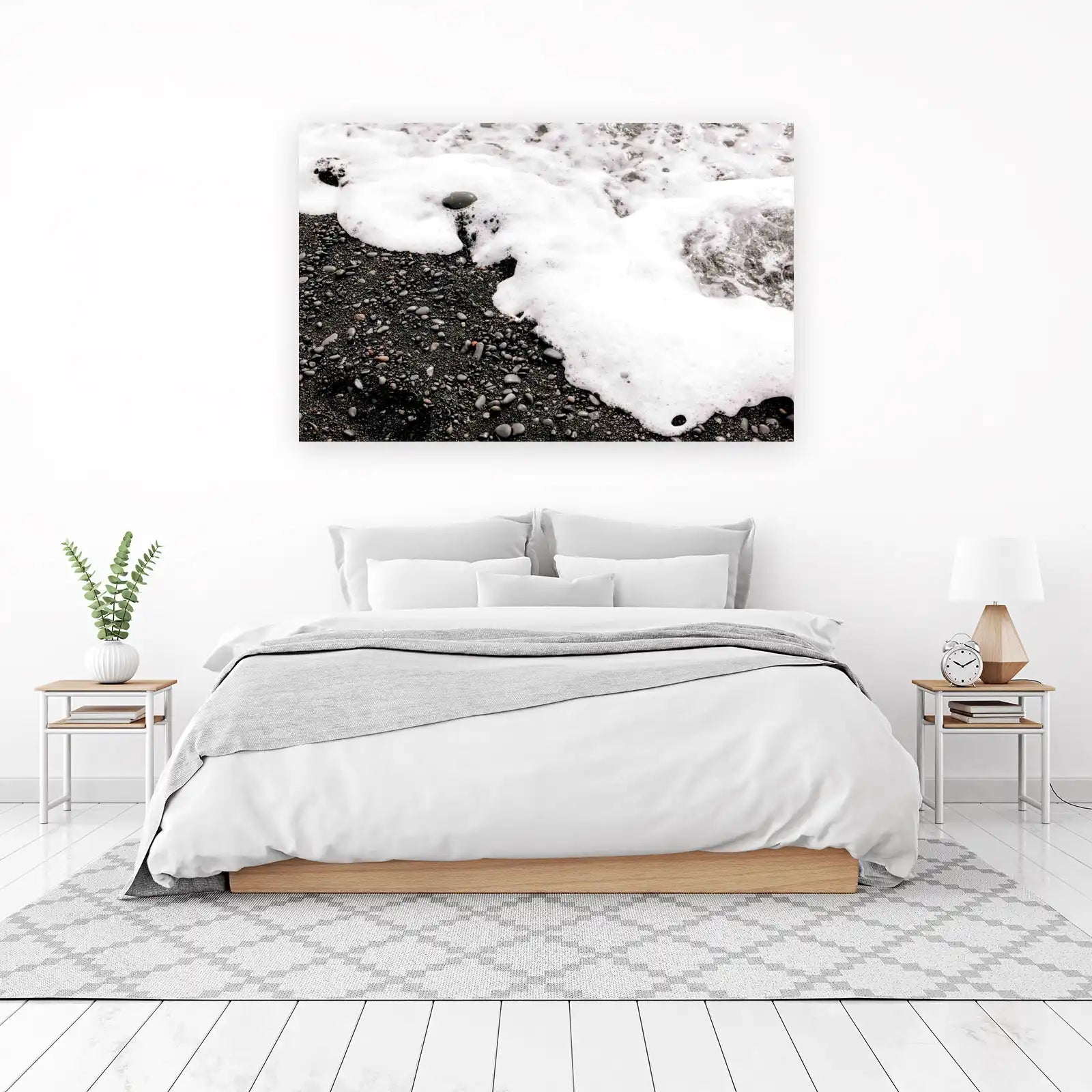 Black Sand Beach Serenity Wall Art