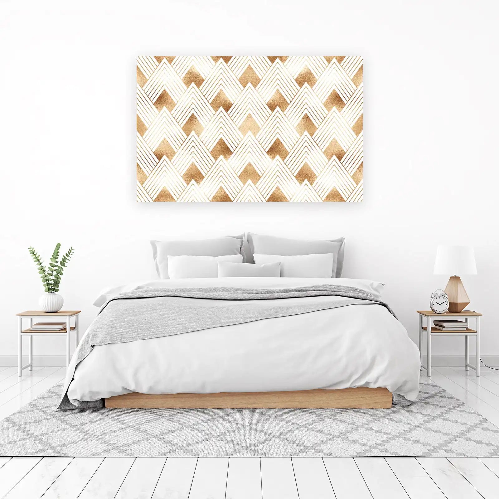 Art Deco Gold Geometric Mountain Wall Art