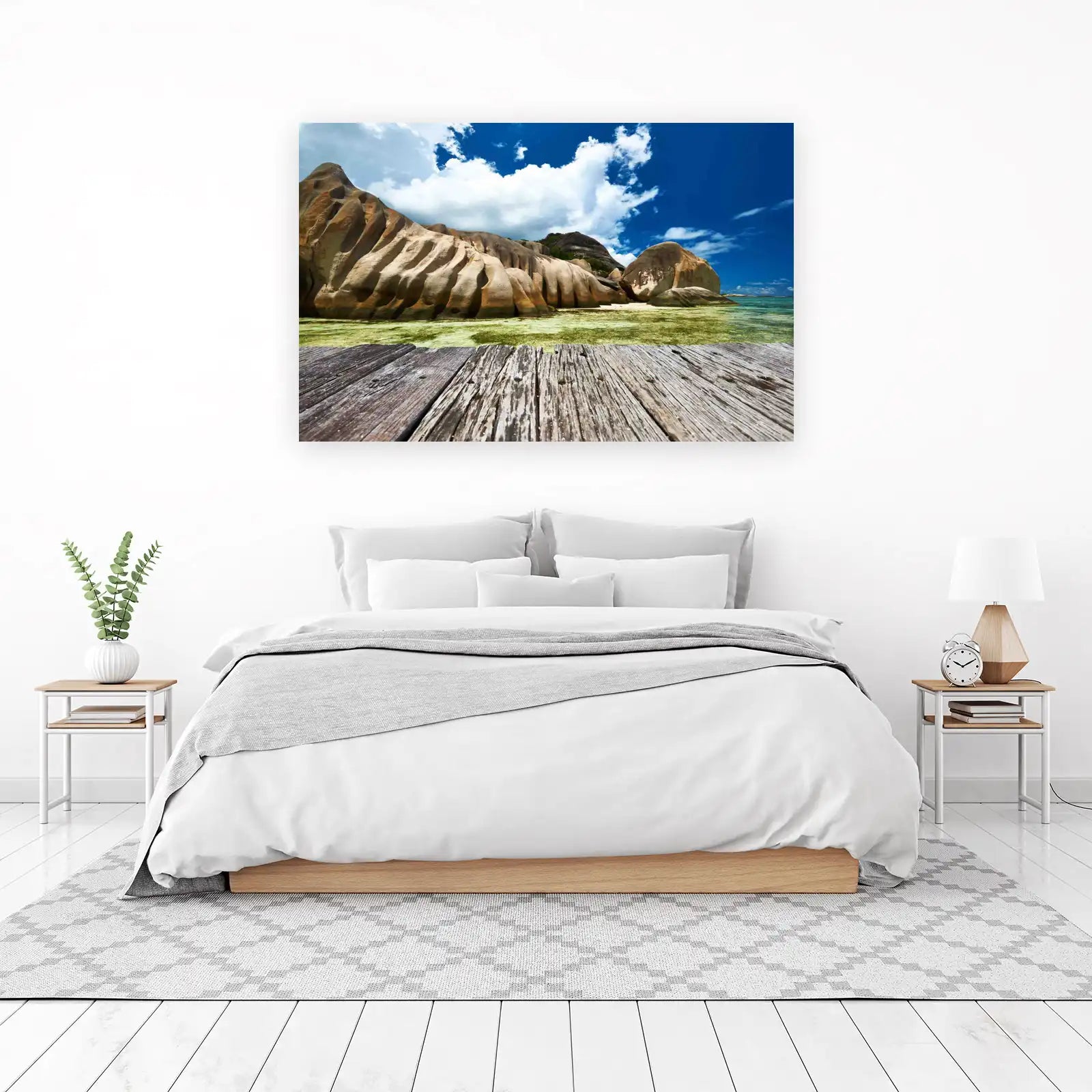 Serene Seychelles Beach Landscape Wall Art