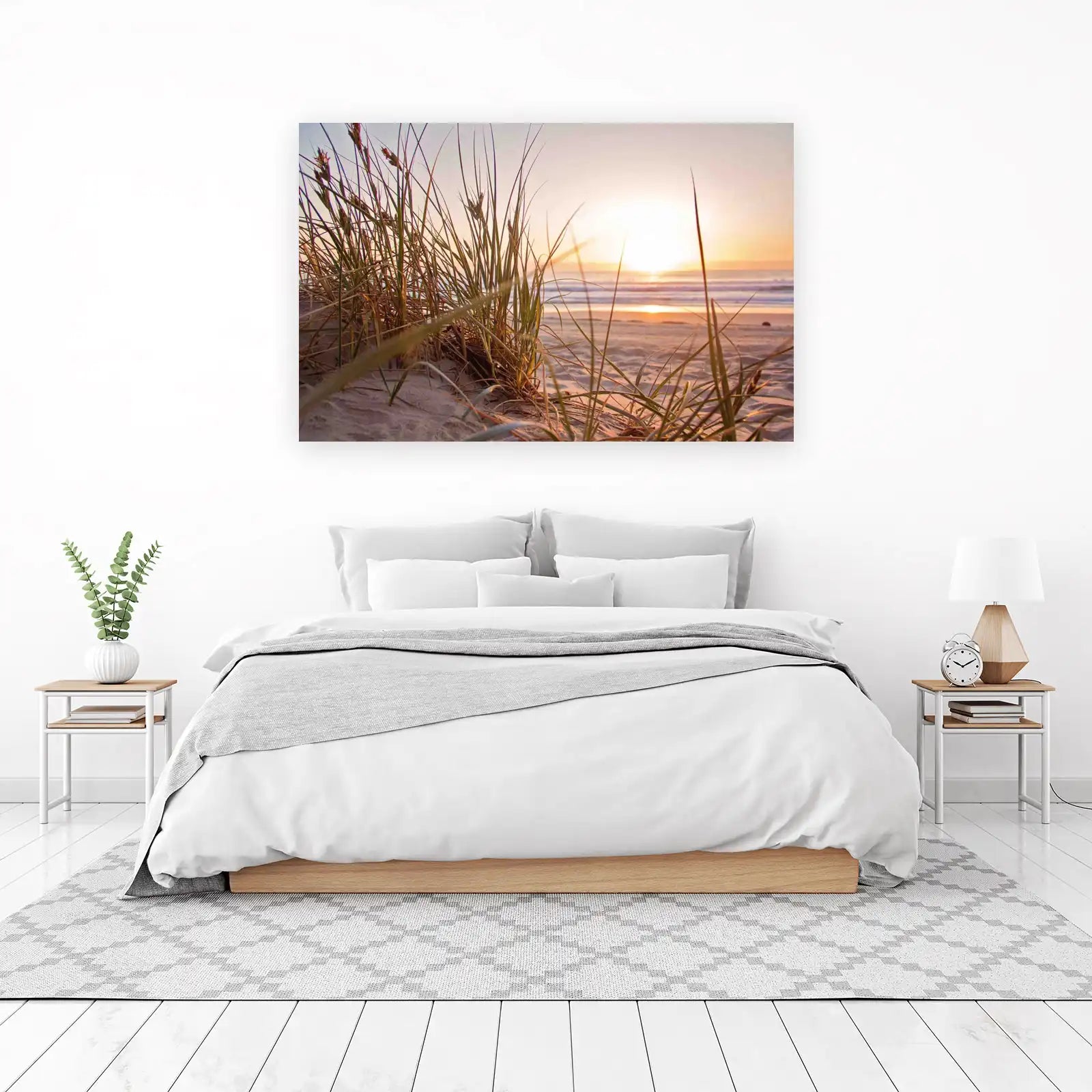 Serene Beach Grass Sunset Wall Art