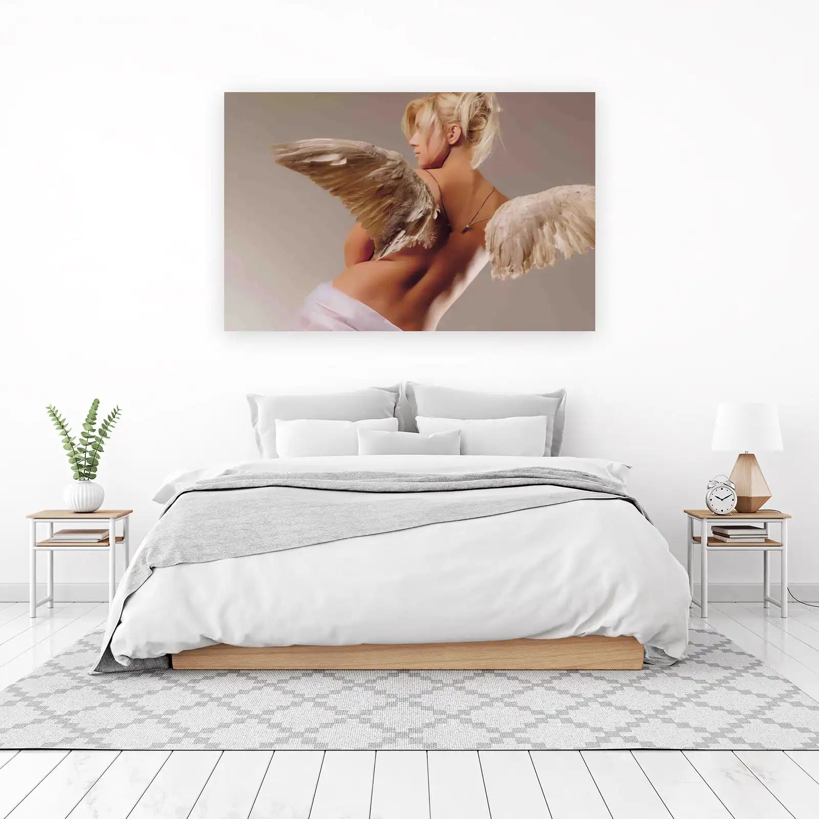 Ethereal Angel Wings Serene Portrait Wall Art