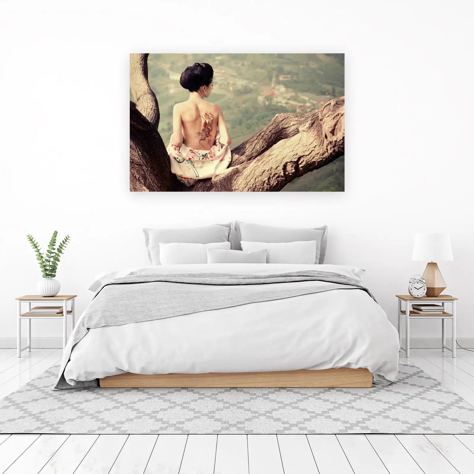 Serene Dragon Tattoo Woman Wall Art