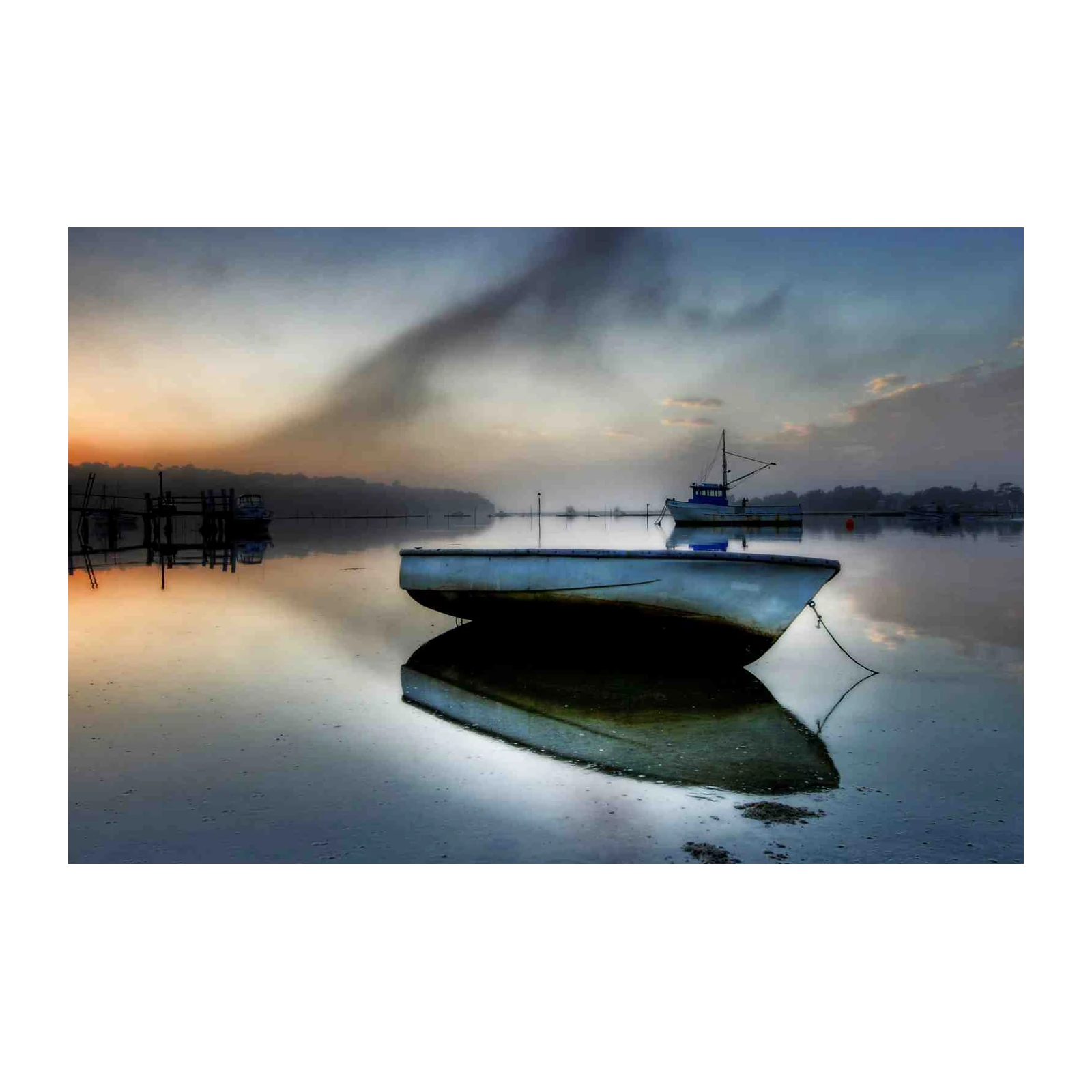 Serene Harbor Boats at Dawn Wall Art