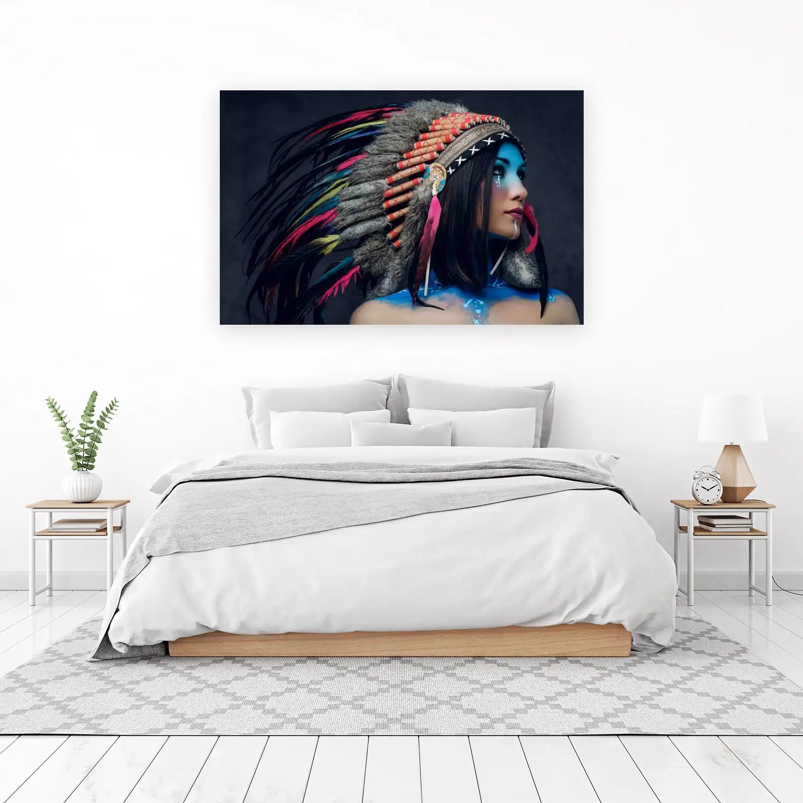 Vibrant Native Headdress Woman Wall Art Wall Art