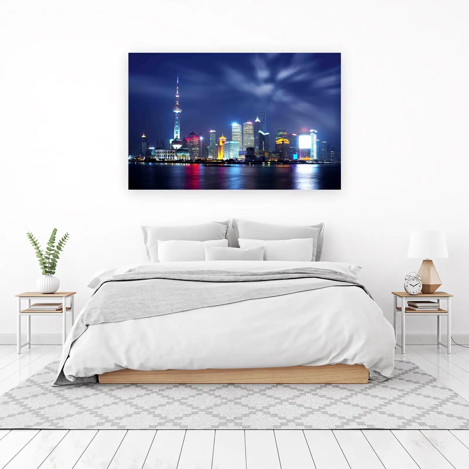 Shanghai Skyline at Night Wall Art