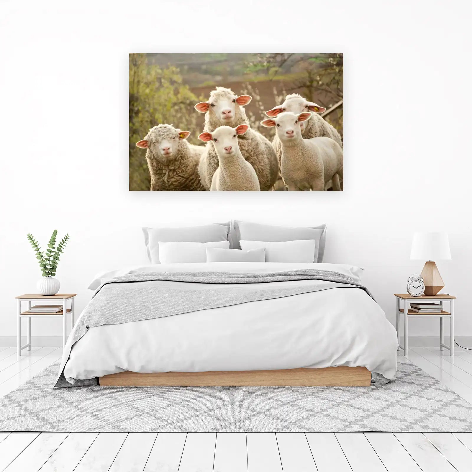 Charming Sheep Flock Nature Scene Wall Art