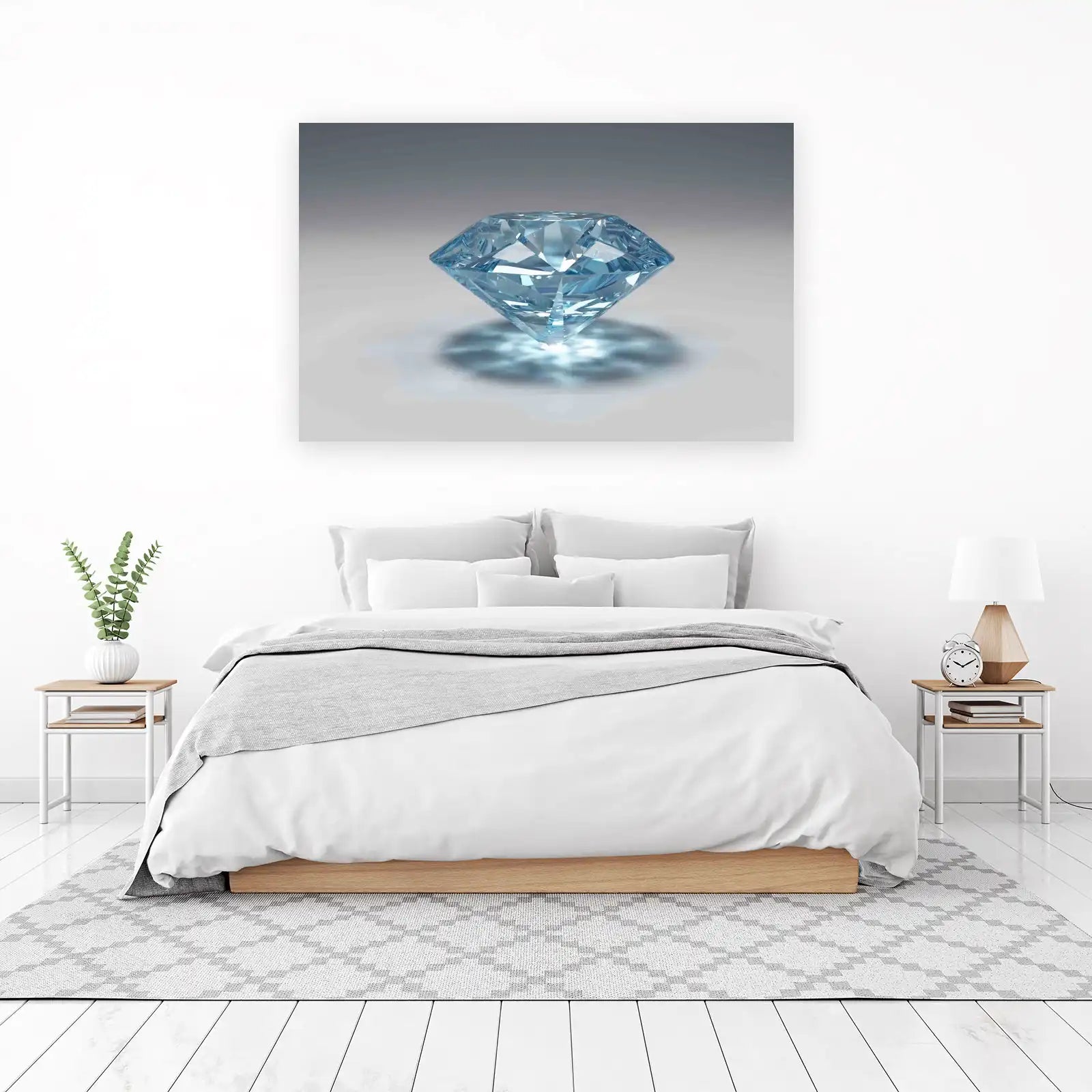 Sparkling Blue Diamond Elegance Wall Art