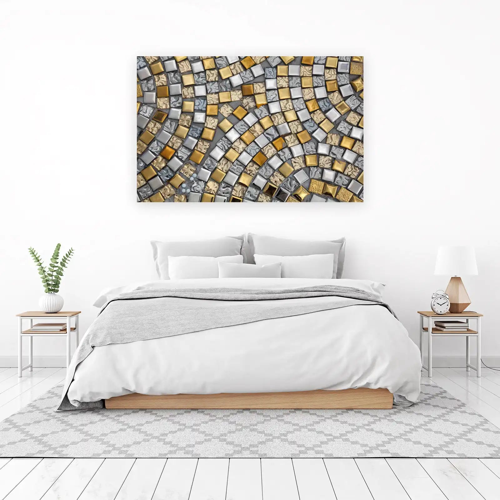Luxury Gold & Silver Mosaic Pattern Wall Art