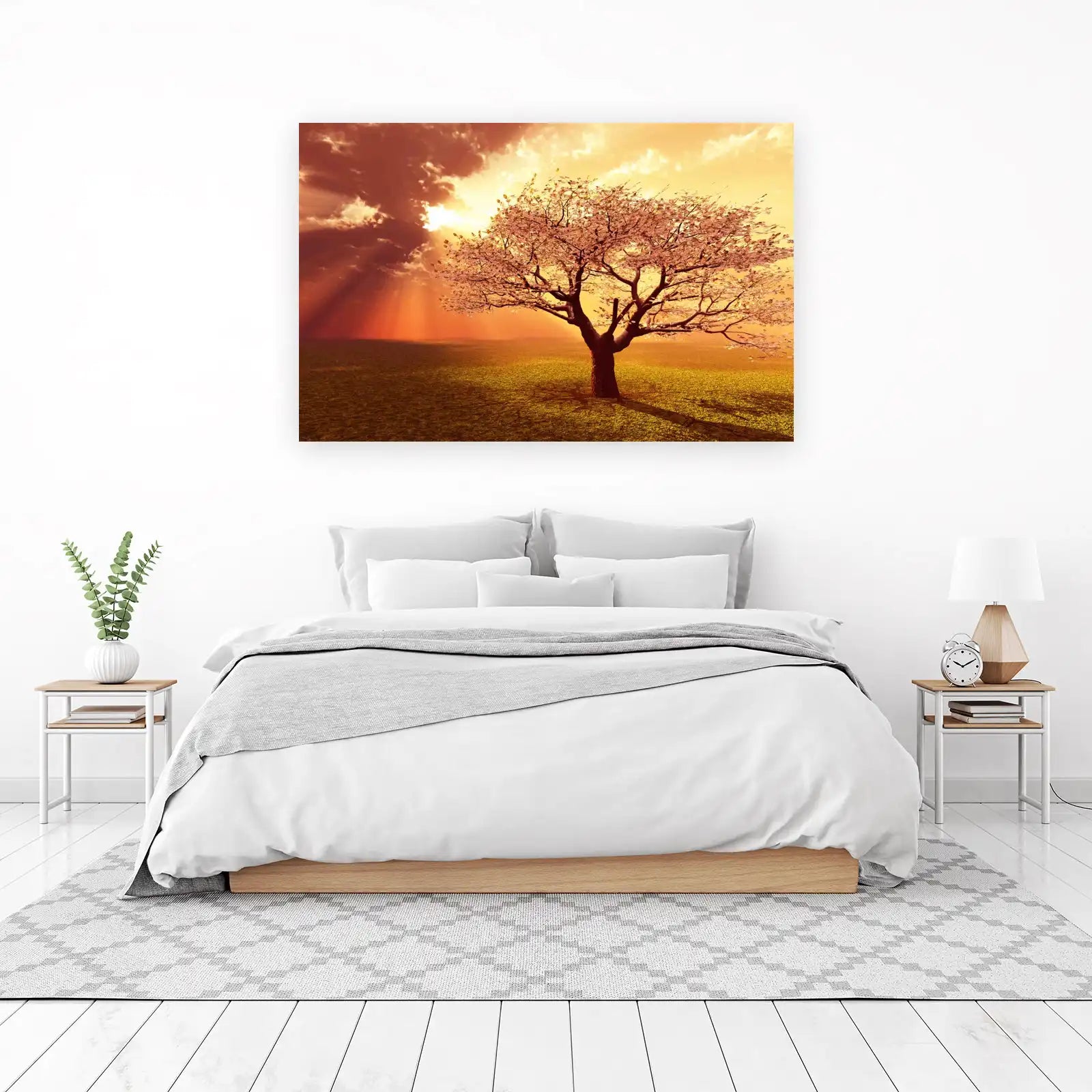 Serene Sunset Cherry Blossom Tree Wall Art
