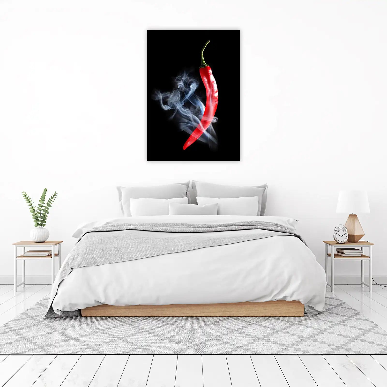 Fiery Red Chili Pepper Smoke Wall Art Wall Art