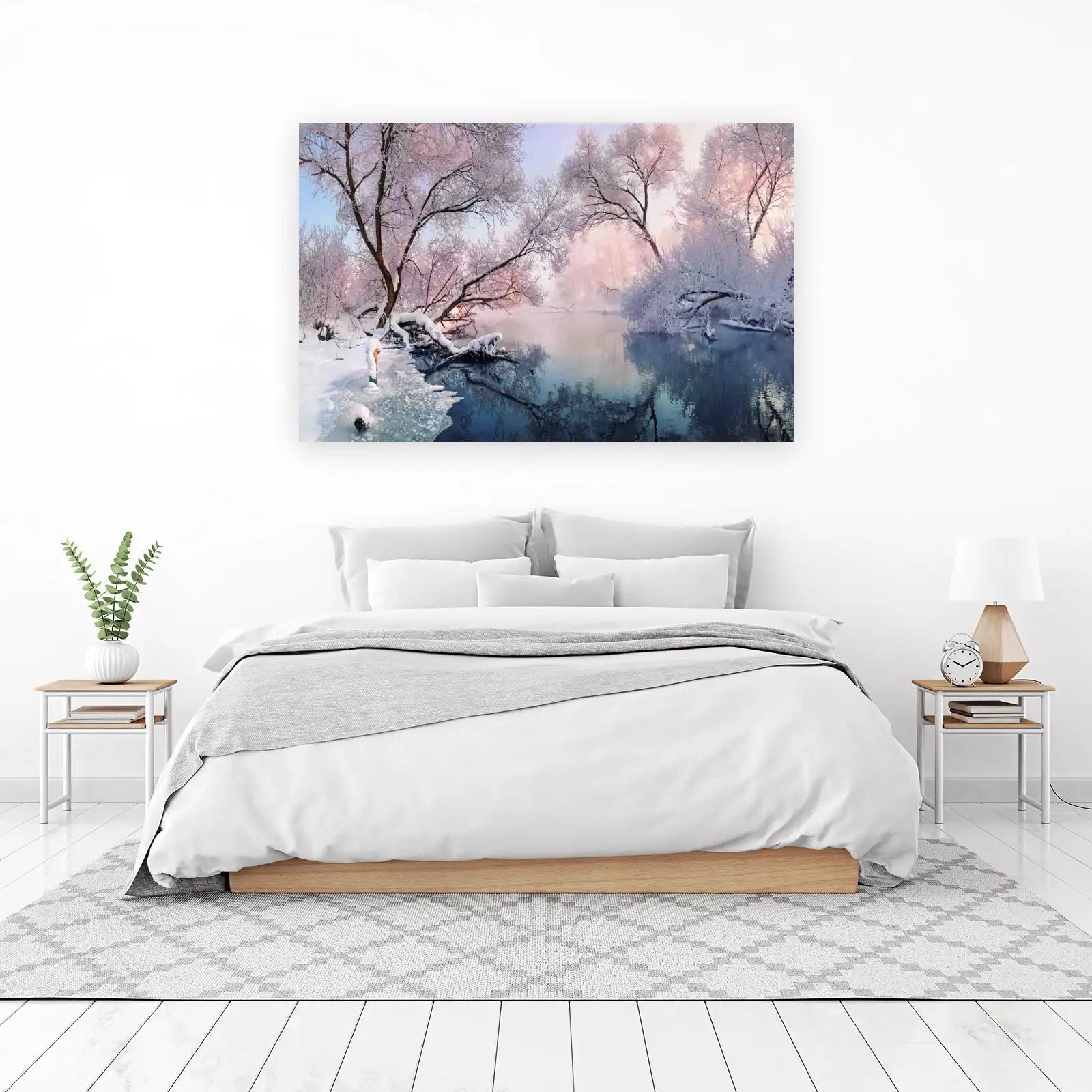 Serene Winter River Landscape Wall Art