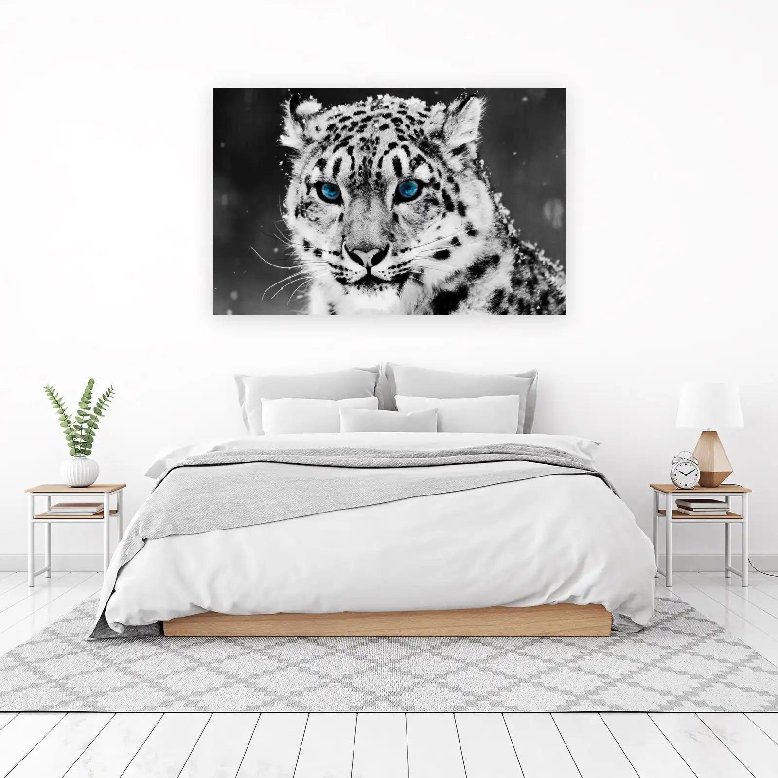Majestic Snow Leopard Blue Eyes Wall Art