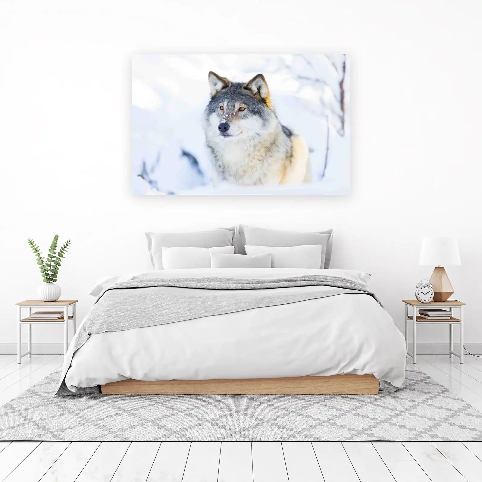 Majestic Wolf in Snowy Landscape Wall Art