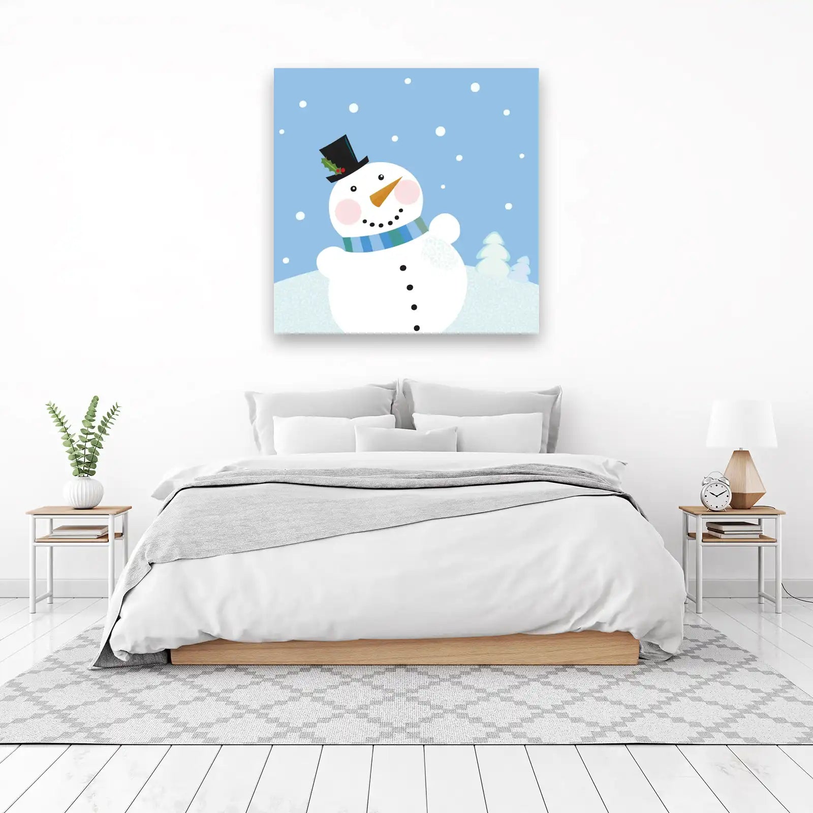 Charming Snowman Winter Scene Wall Art