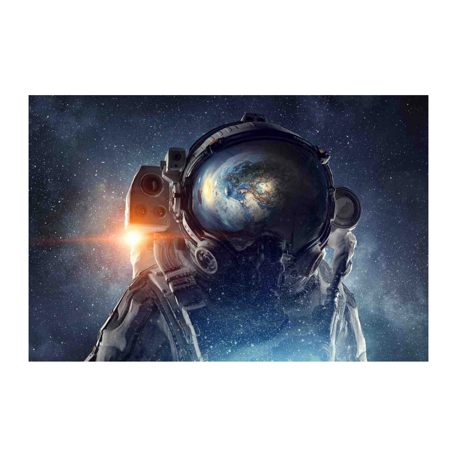 Astronaut Reflecting Earth: Cosmic View Wall Art