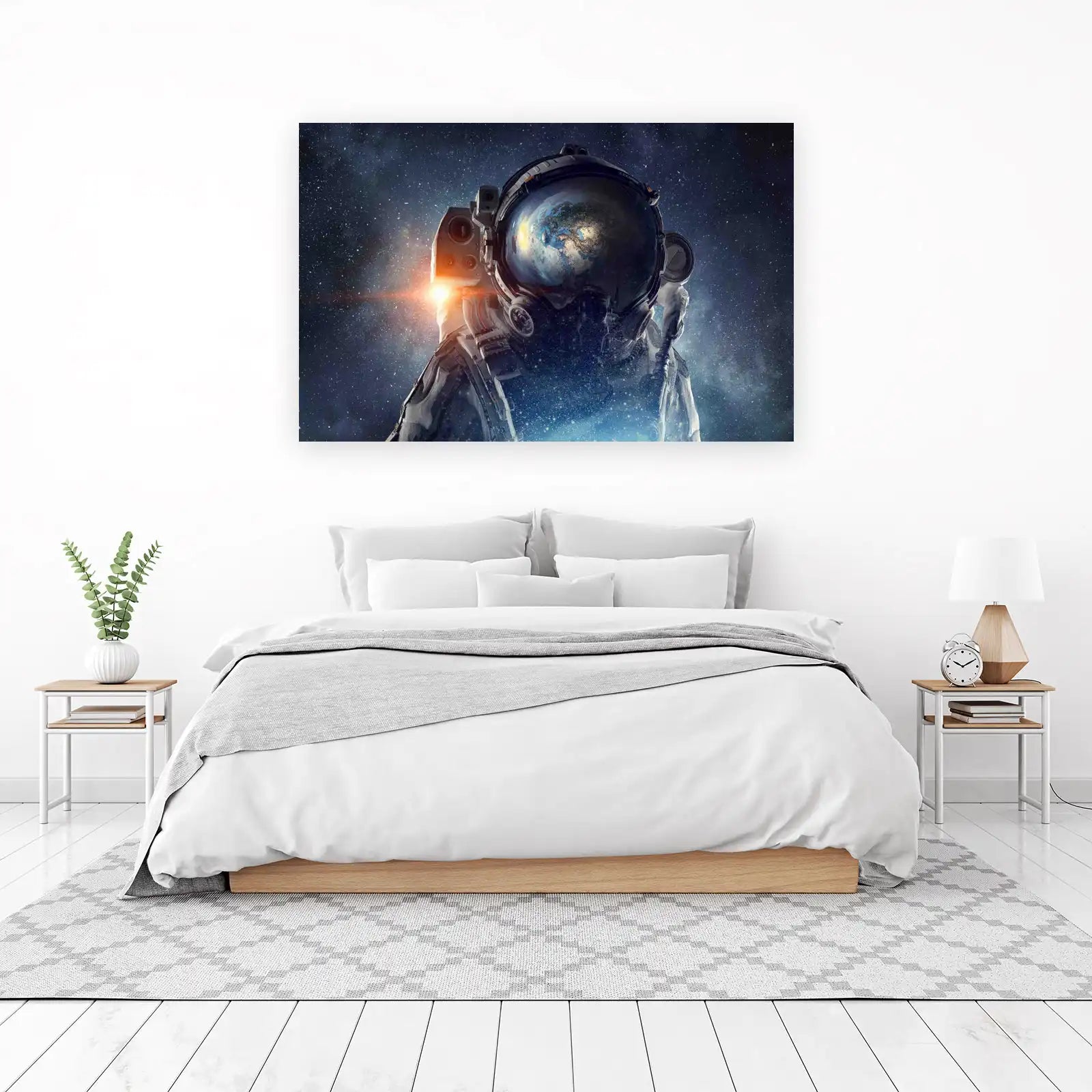 Astronaut Reflecting Earth: Cosmic View Wall Art