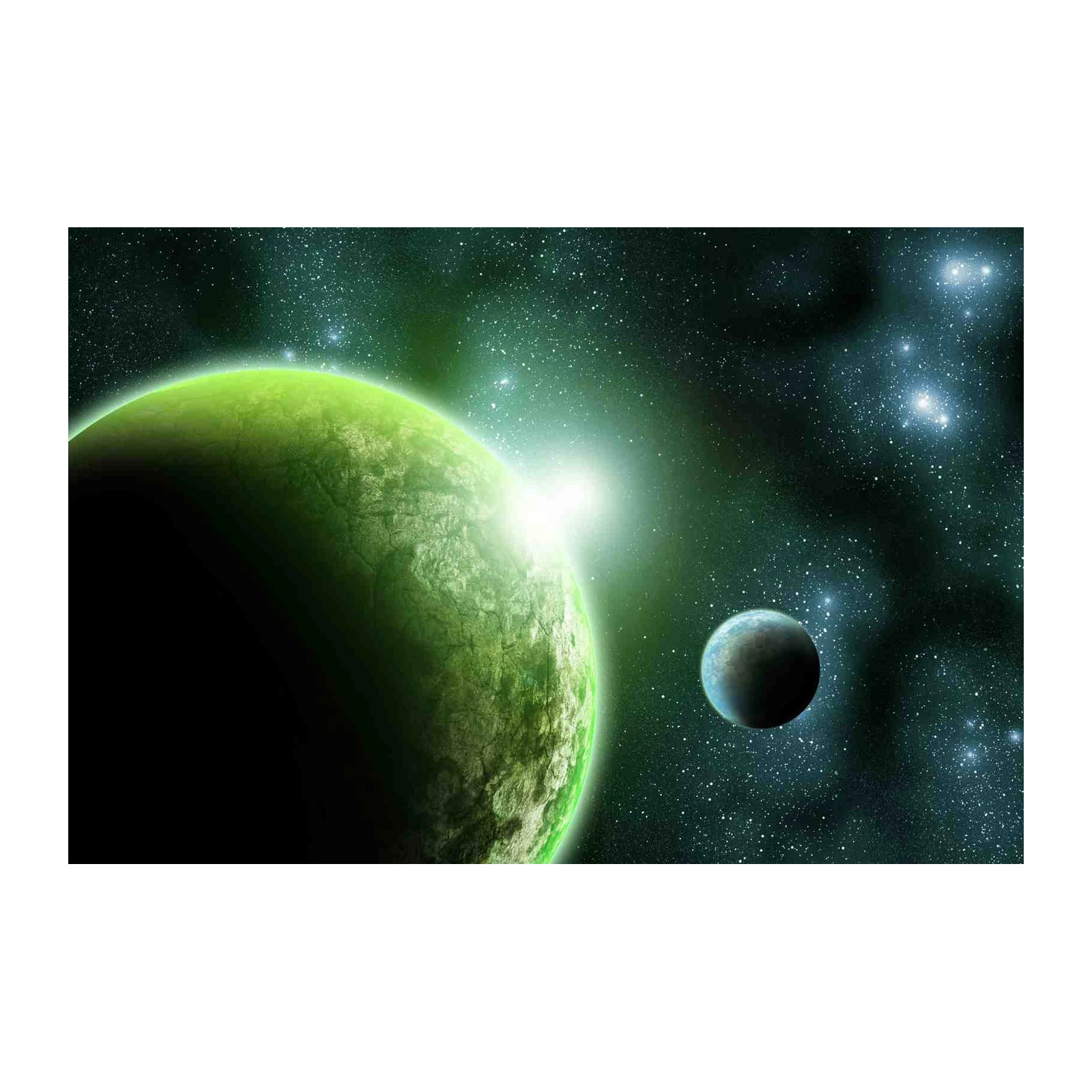 Mystic Green Planet Space Landscape Wall Art