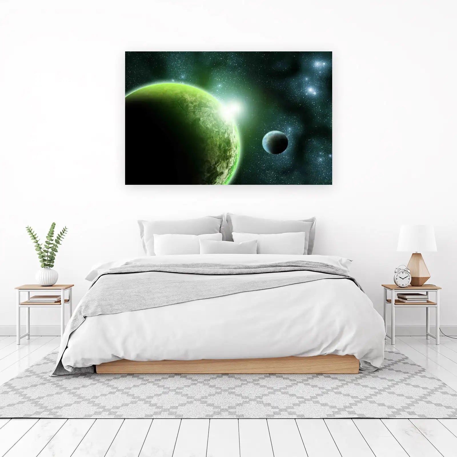 Mystic Green Planet Space Landscape Wall Art