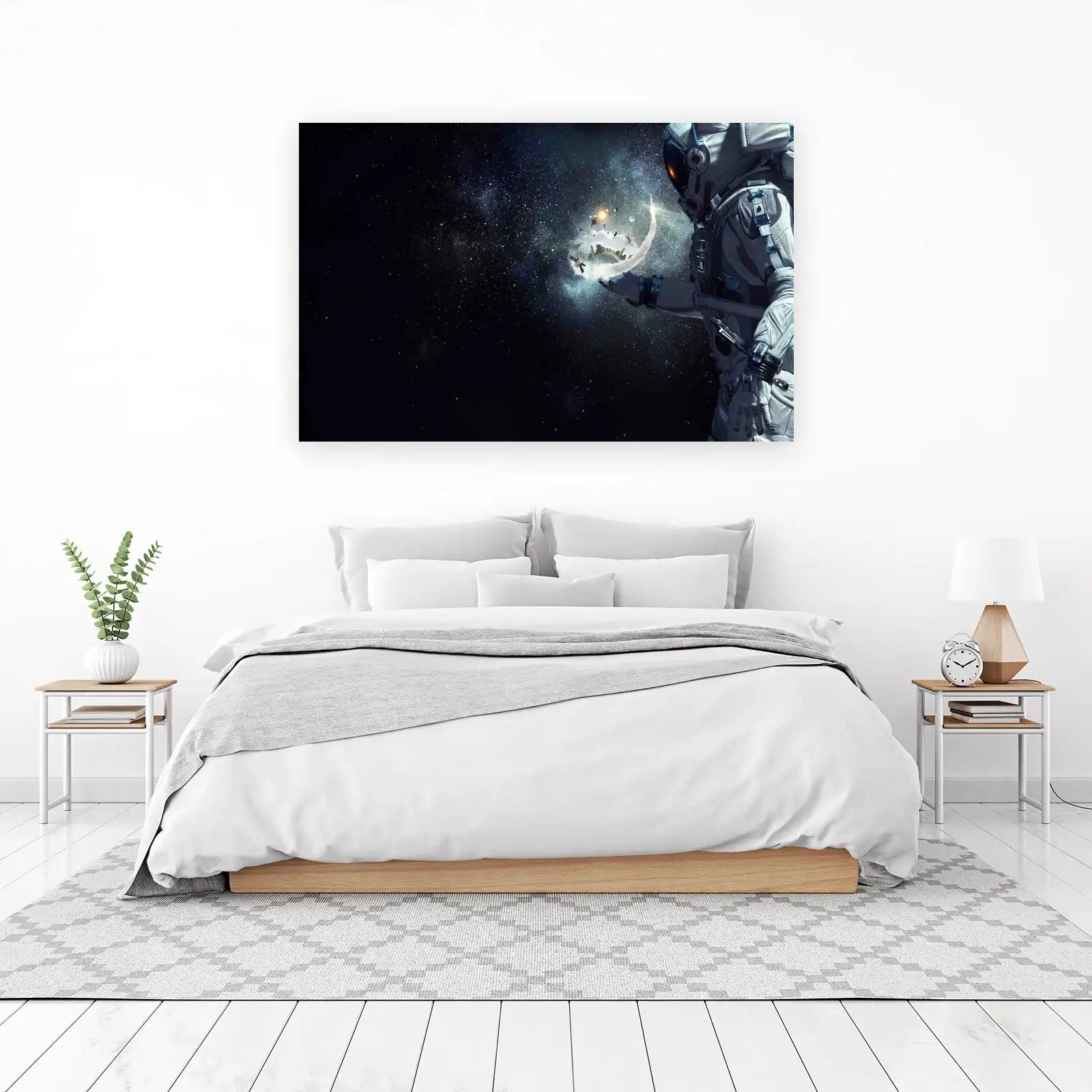 Cosmic Explorer with Floating City Wall Art