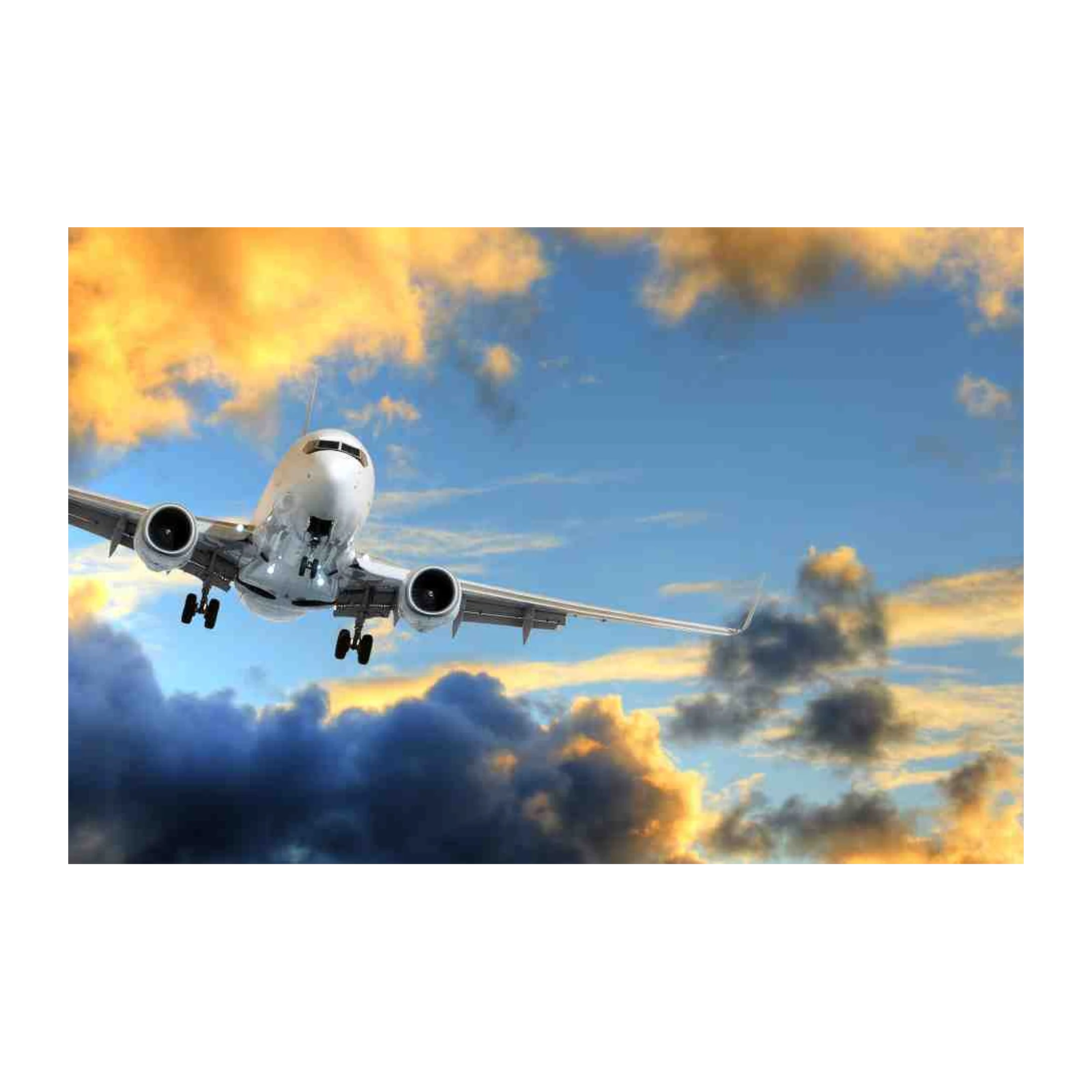 Airplane Sunset Flight Wall Art