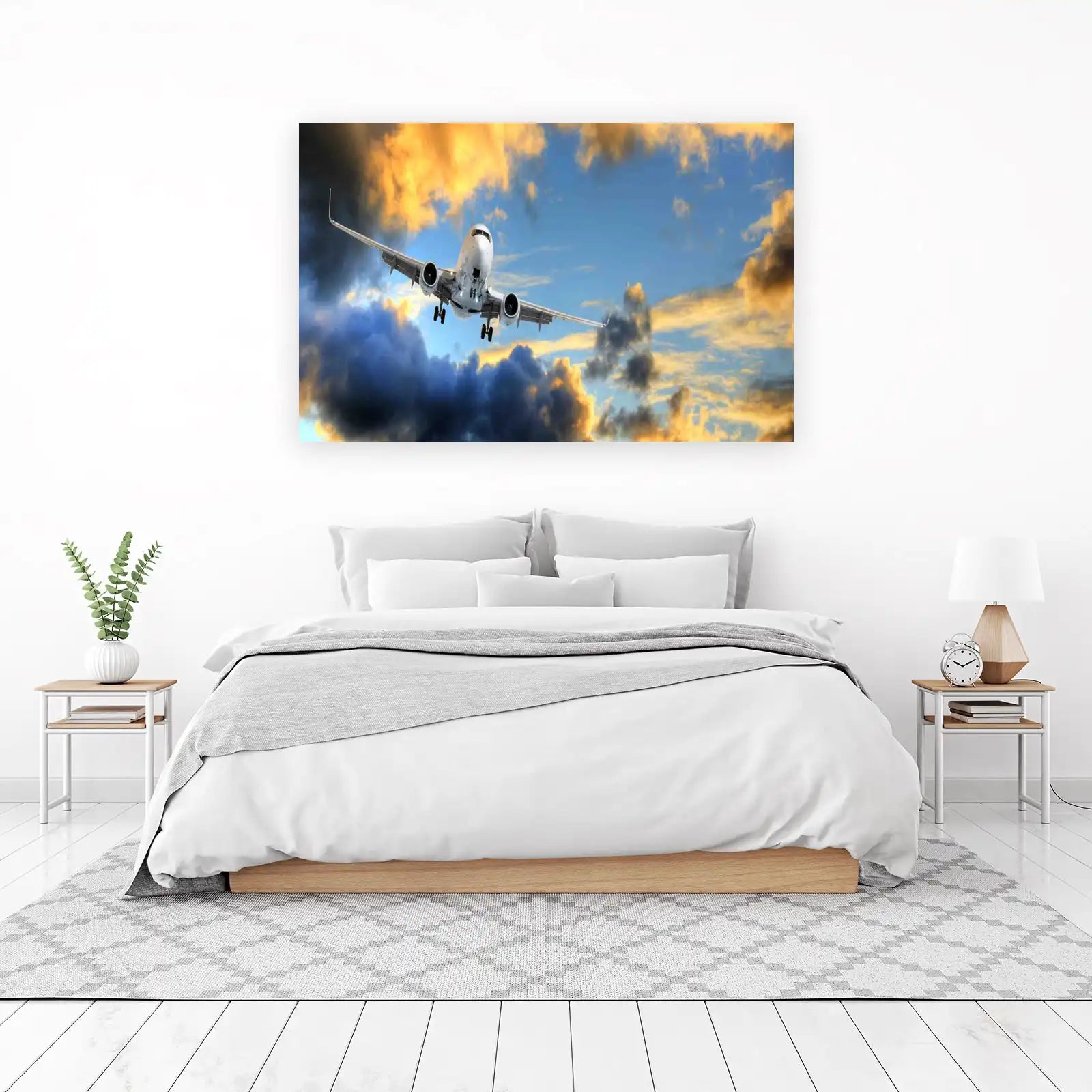 Airplane Sunset Flight Wall Art