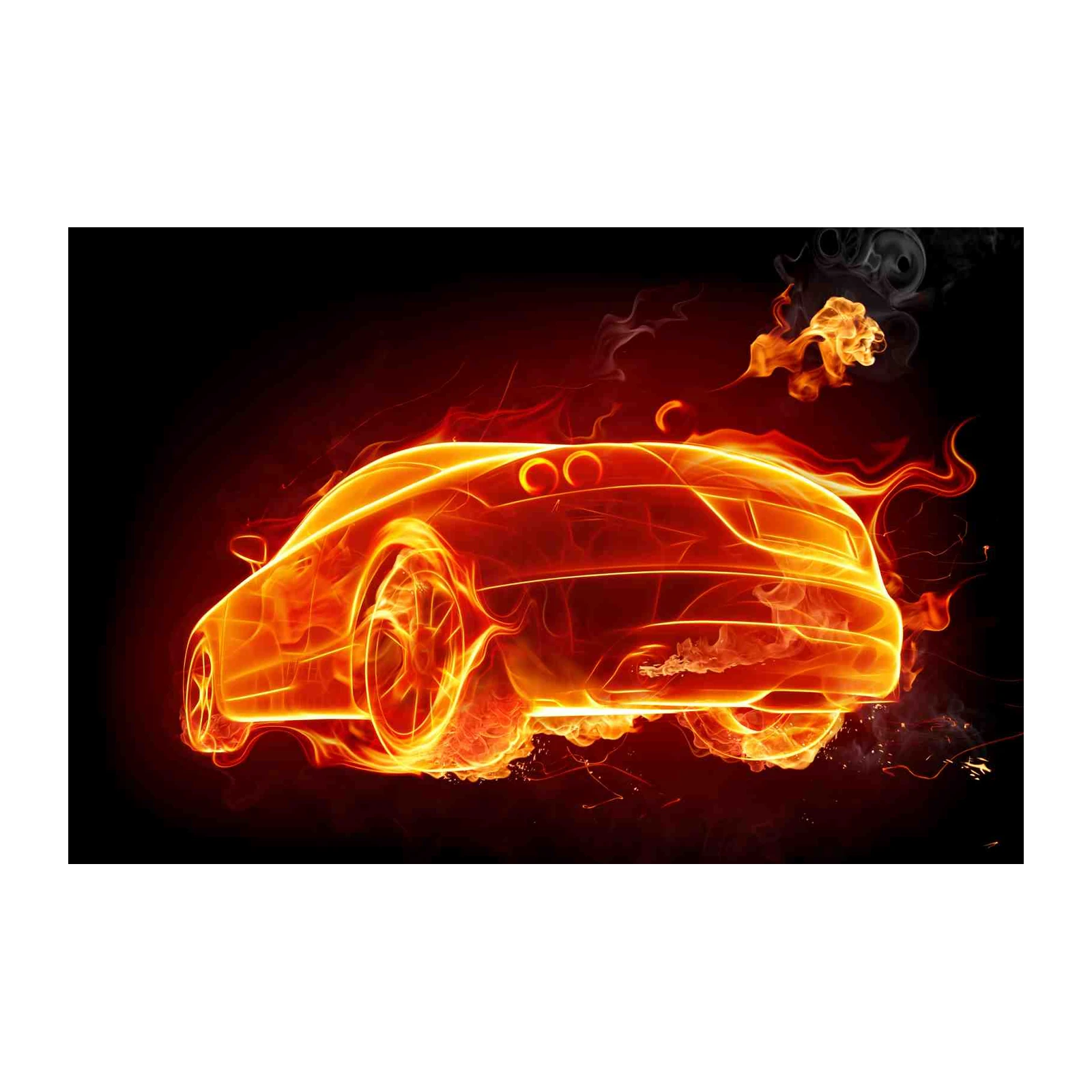 Fiery Sports Car Abstract Wall Art