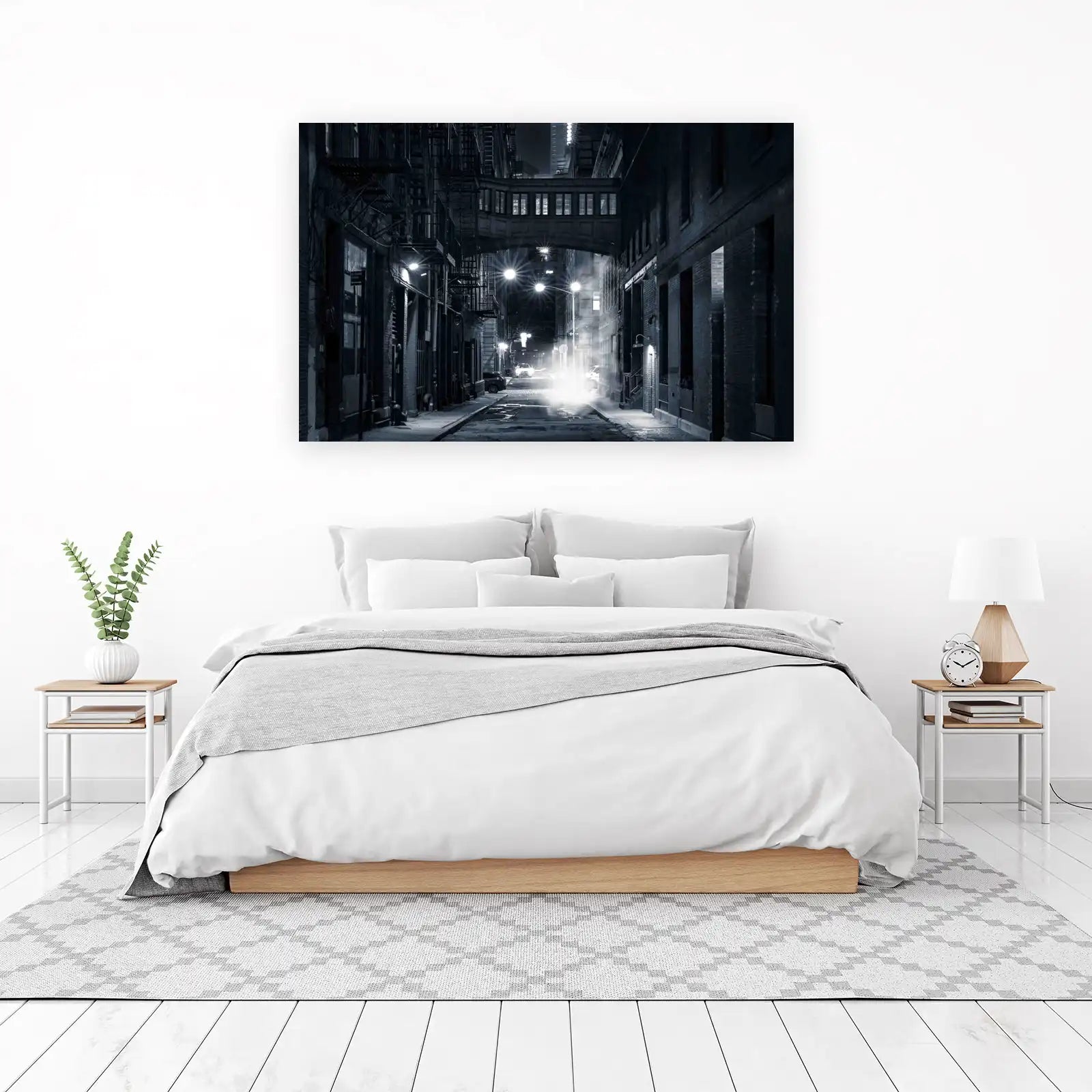 Urban Night Alleyway Cityscape Wall Art