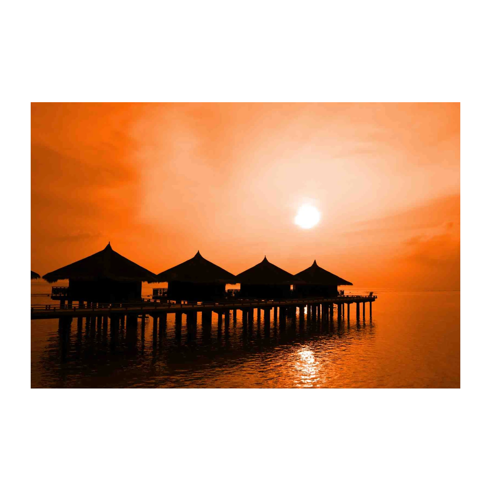 Tropical Sunset Bungalows Wall Art