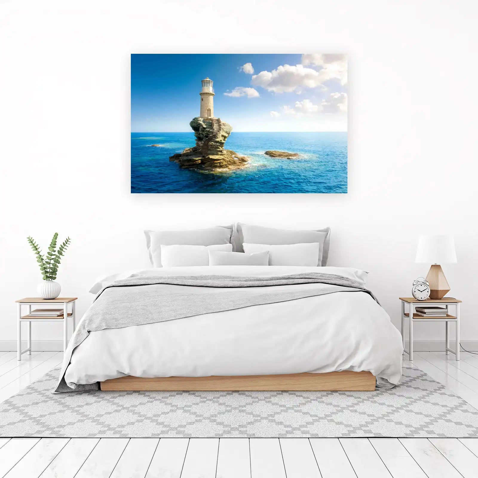Tranquil Lighthouse Ocean View Wall Art