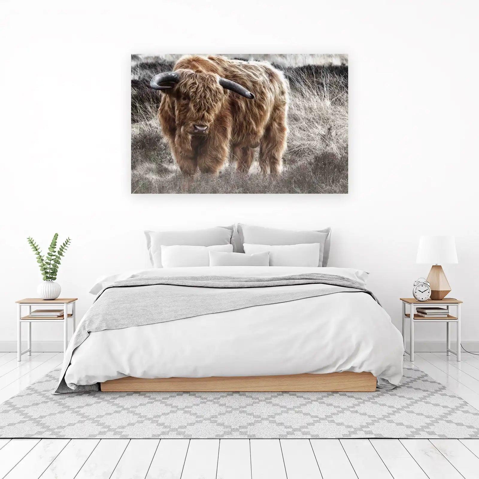Majestic Highland Cow Rustic Farm Wall Art