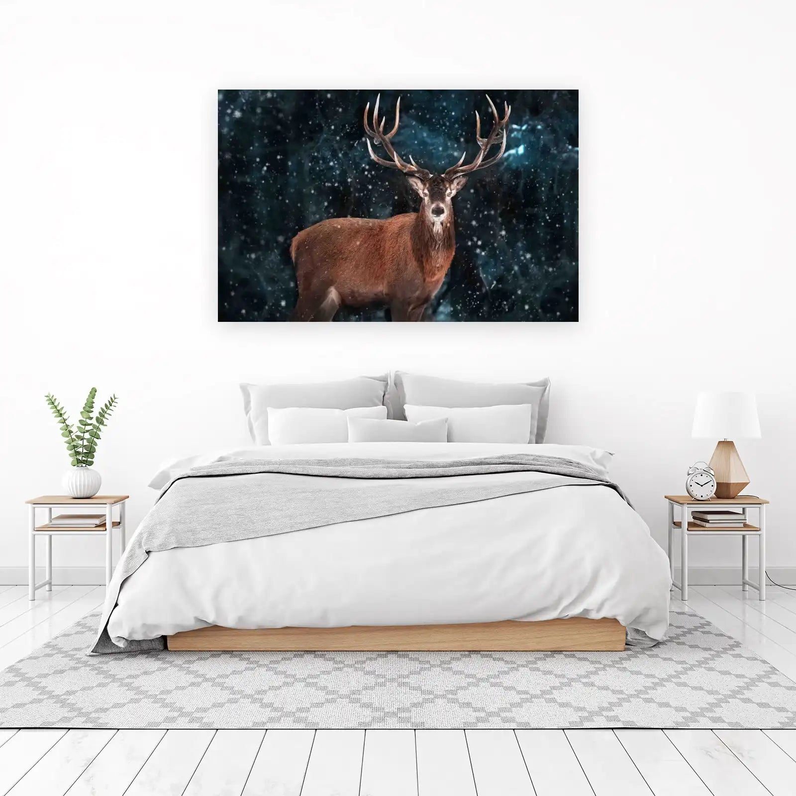 Majestic Stag Winter Forest Wall Art