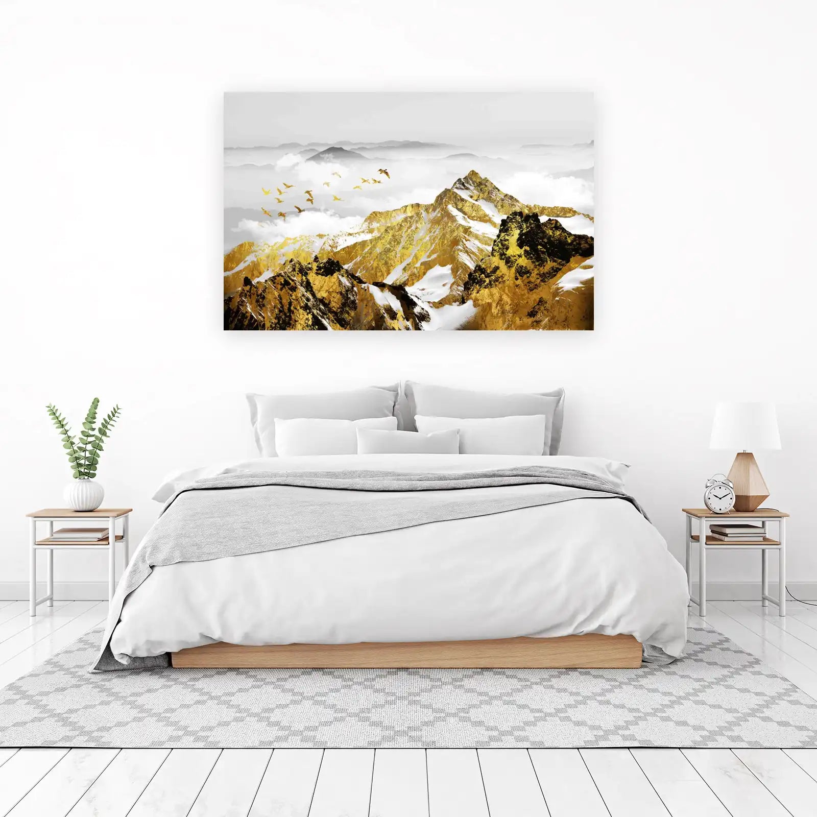 Golden Mountain Birds Wall Art Wall Art