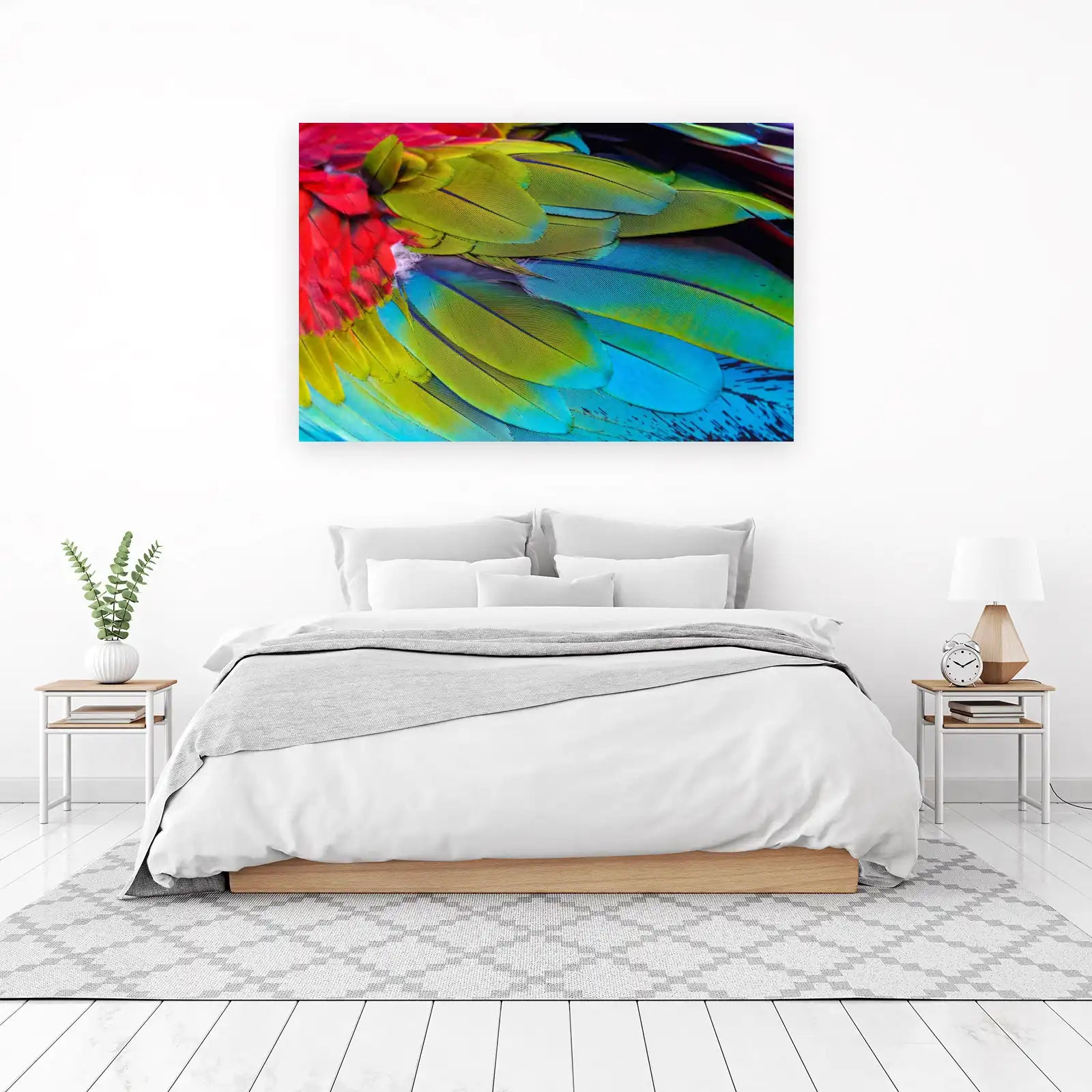 Vibrant Macaw Feather Close-Up Wall Art