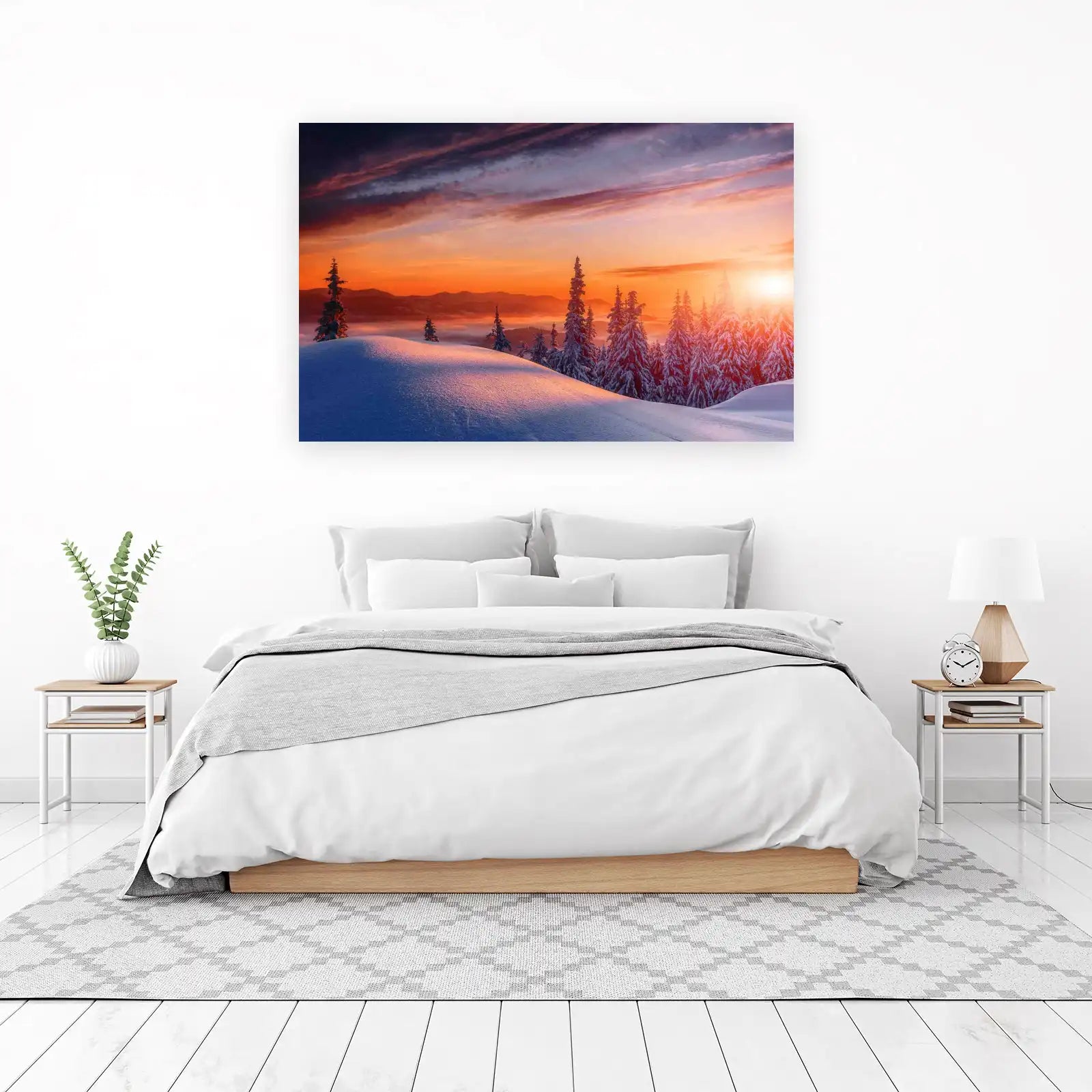 Winter Sunset Mountain Trees Wall Art