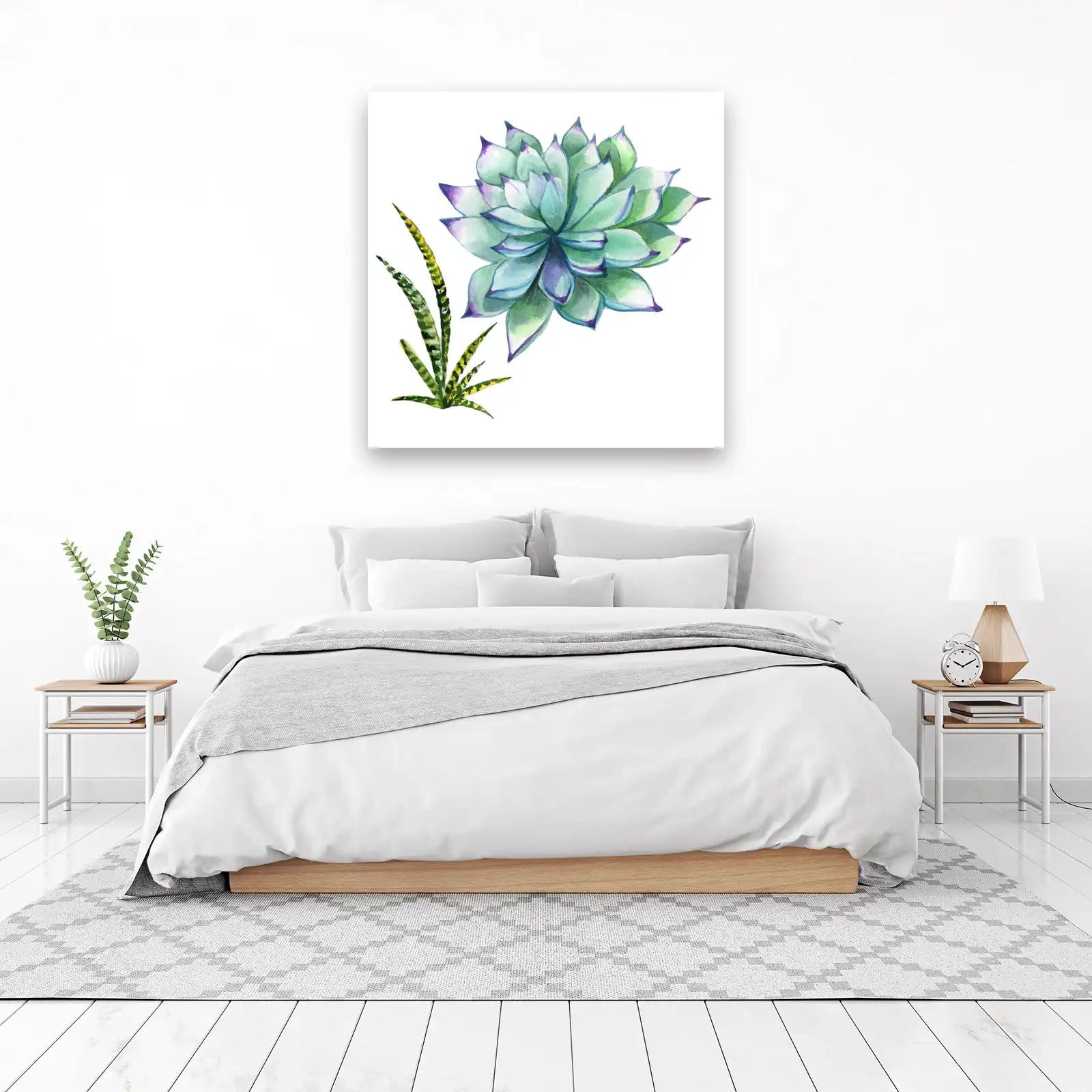 Ethereal Succulent & Snake Plant Watercolor Wall Art