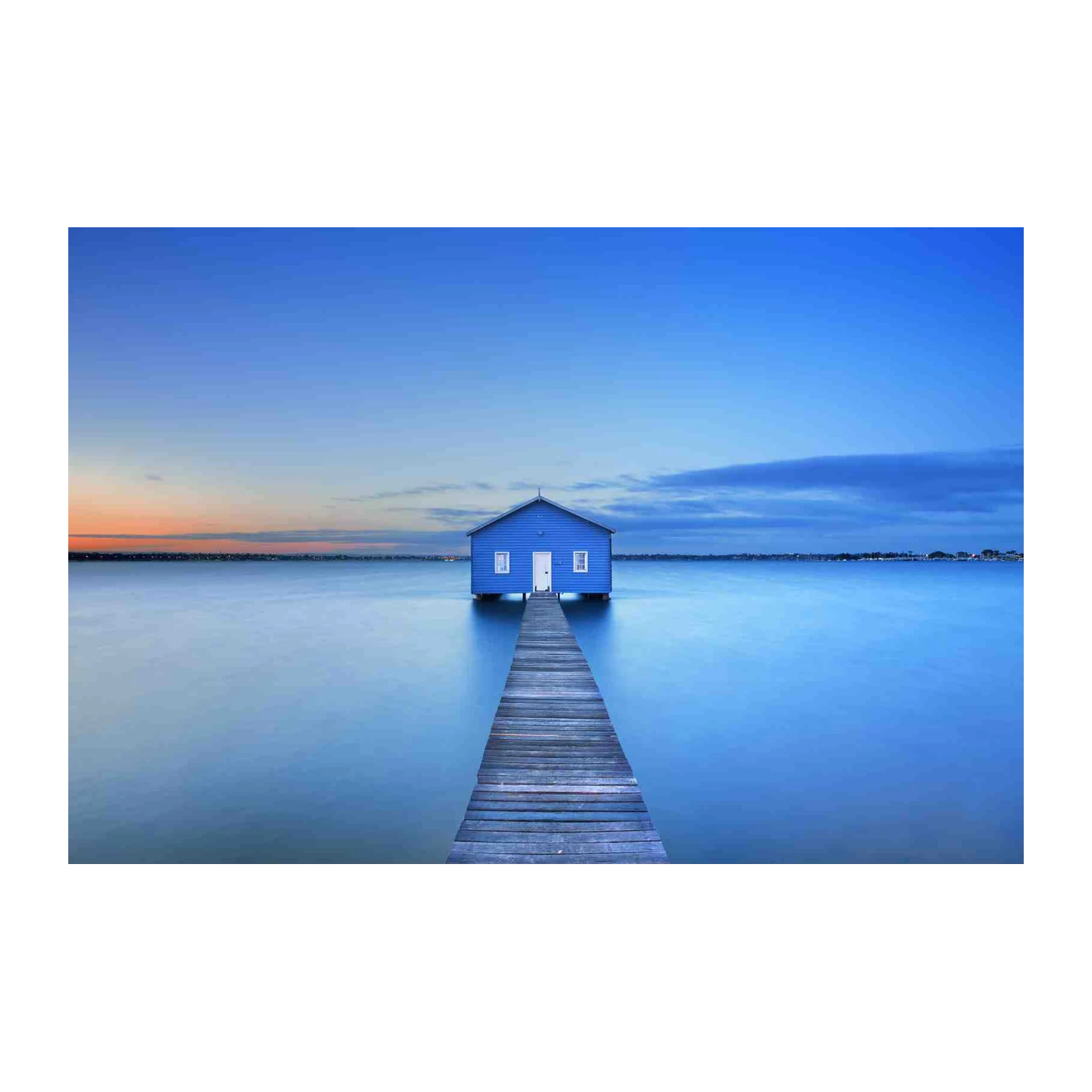 Tranquil Blue Boathouse Serenity Wall Art