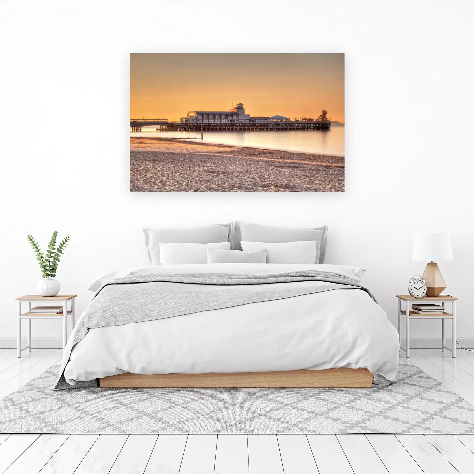 Sunset Pier Beach Serenity Wall Art