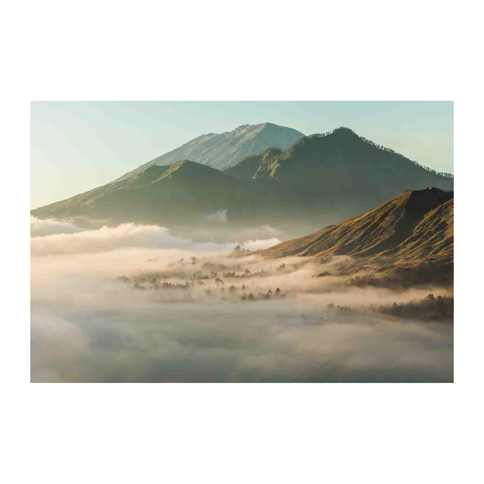 Misty Mountain Sunrise Landscape Wall Art
